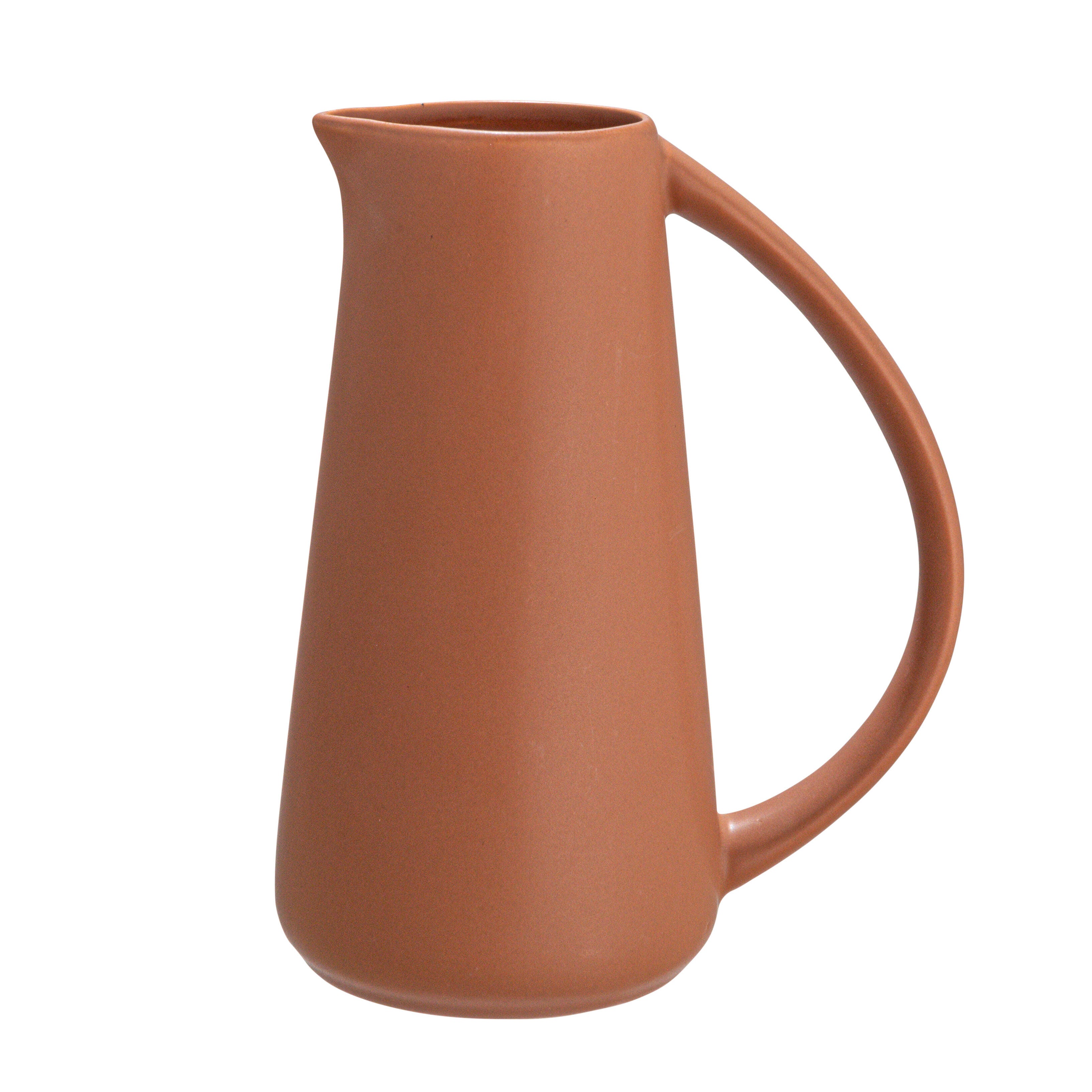 Storied Home Modern Stoneware Pitcher, Terracotta, large