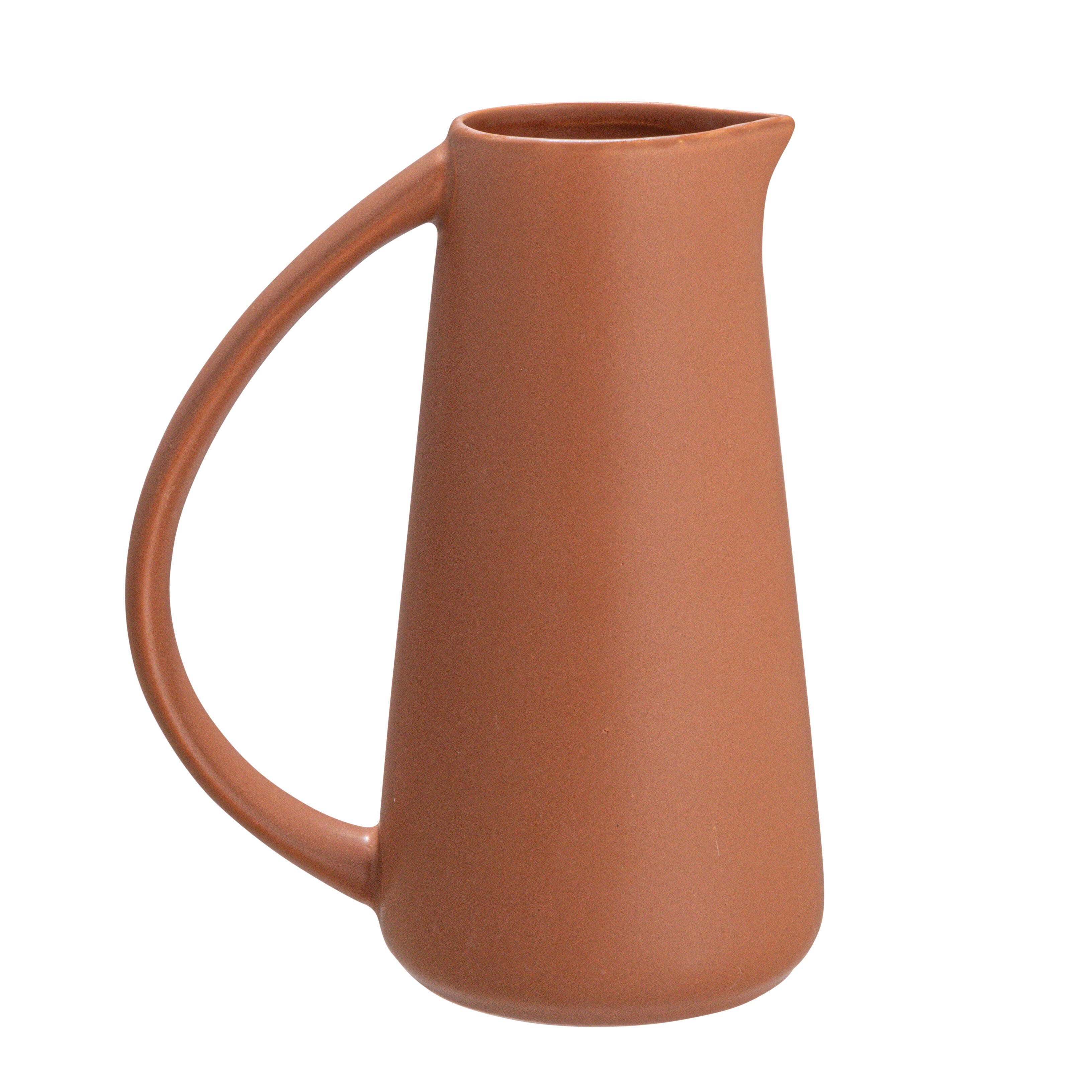 Storied Home Modern Stoneware Pitcher, Terracotta, large