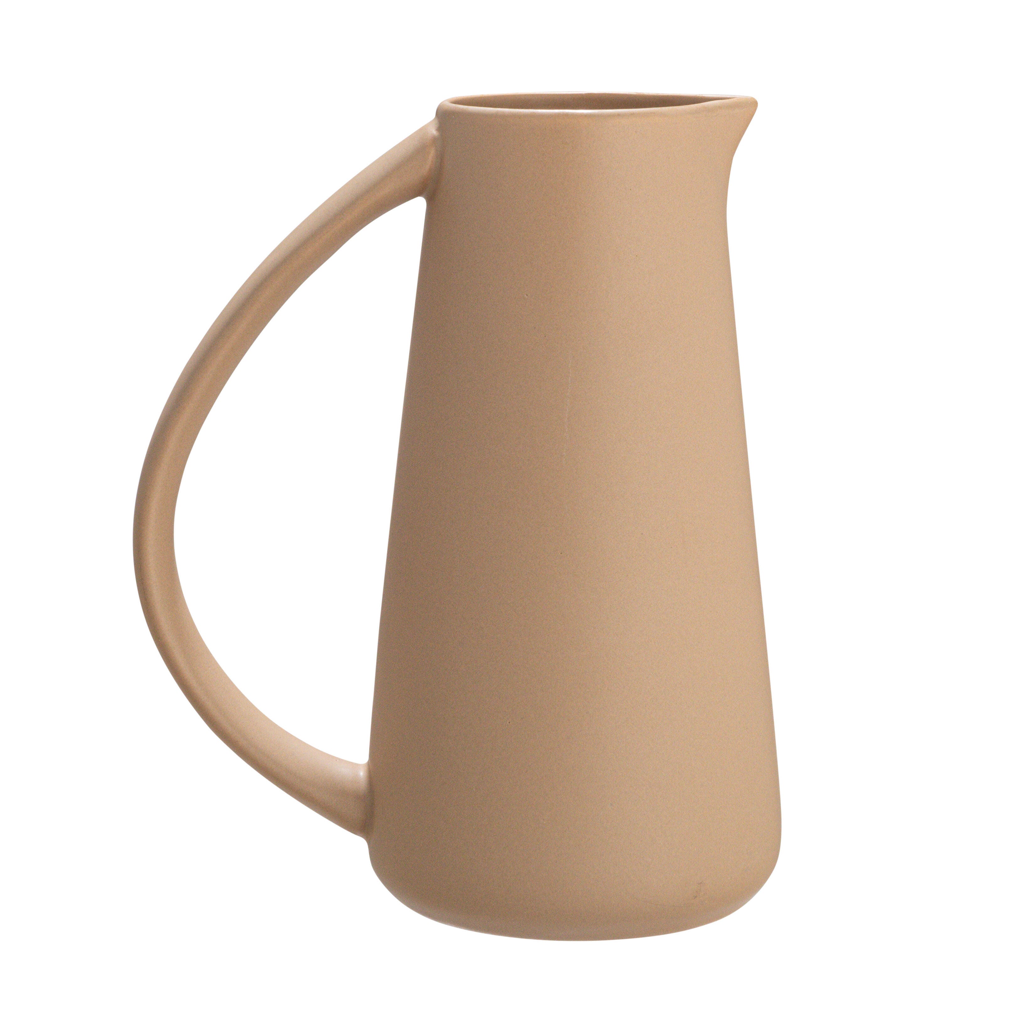 Storied Home Modern Stoneware Pitcher, Beige, large