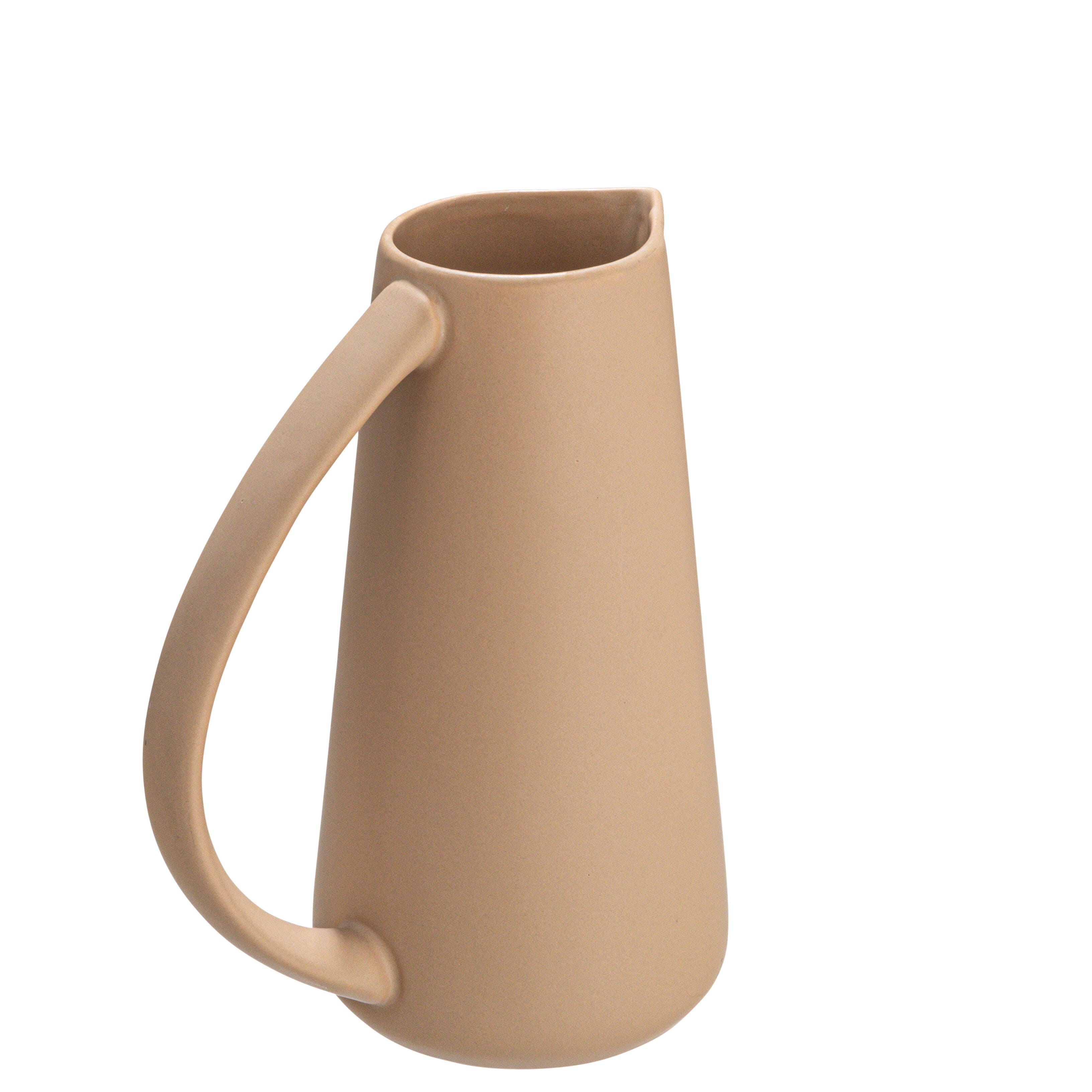 Storied Home Modern Stoneware Pitcher, Beige, large