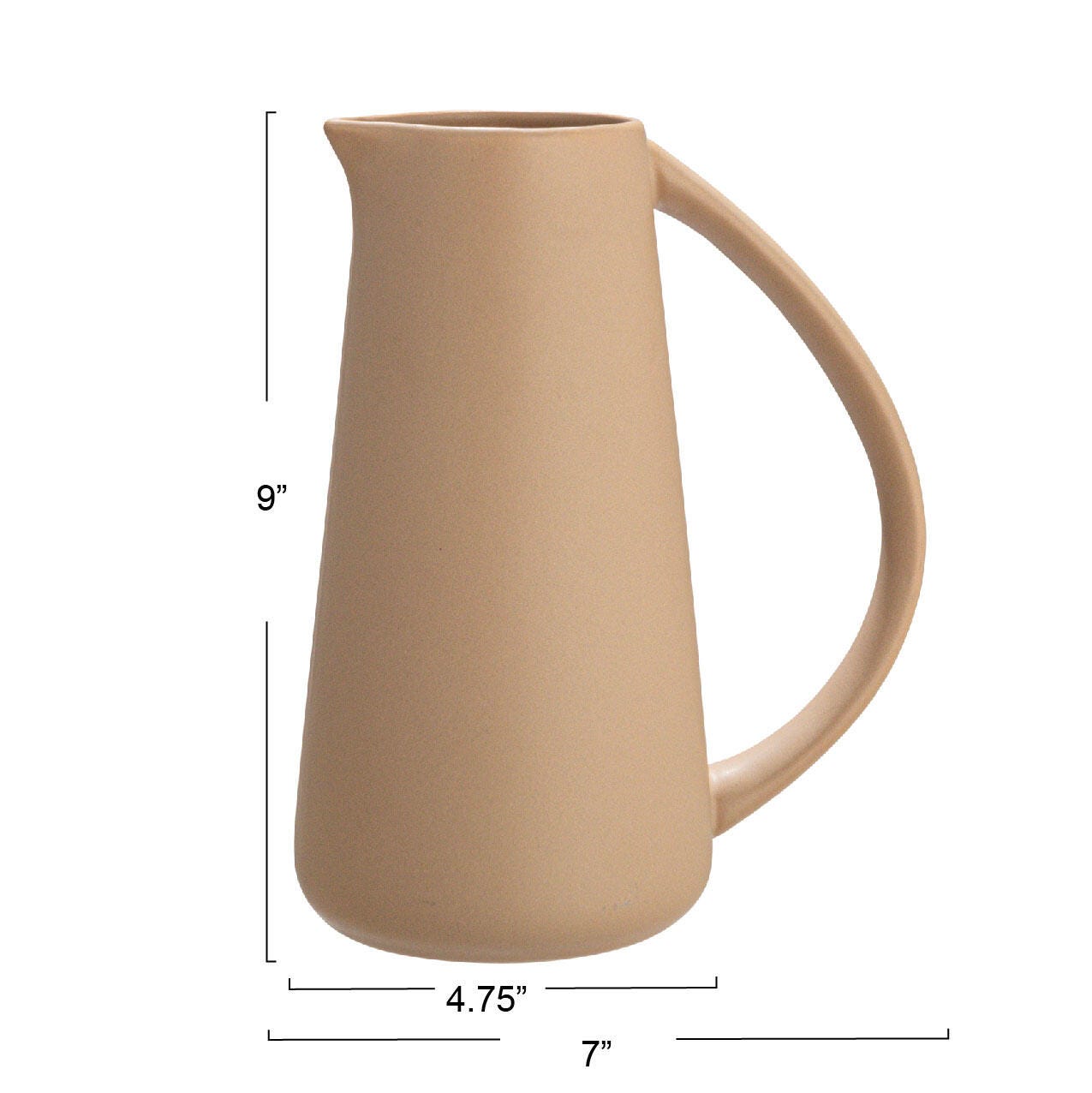 Storied Home Modern Stoneware Pitcher, Beige, large