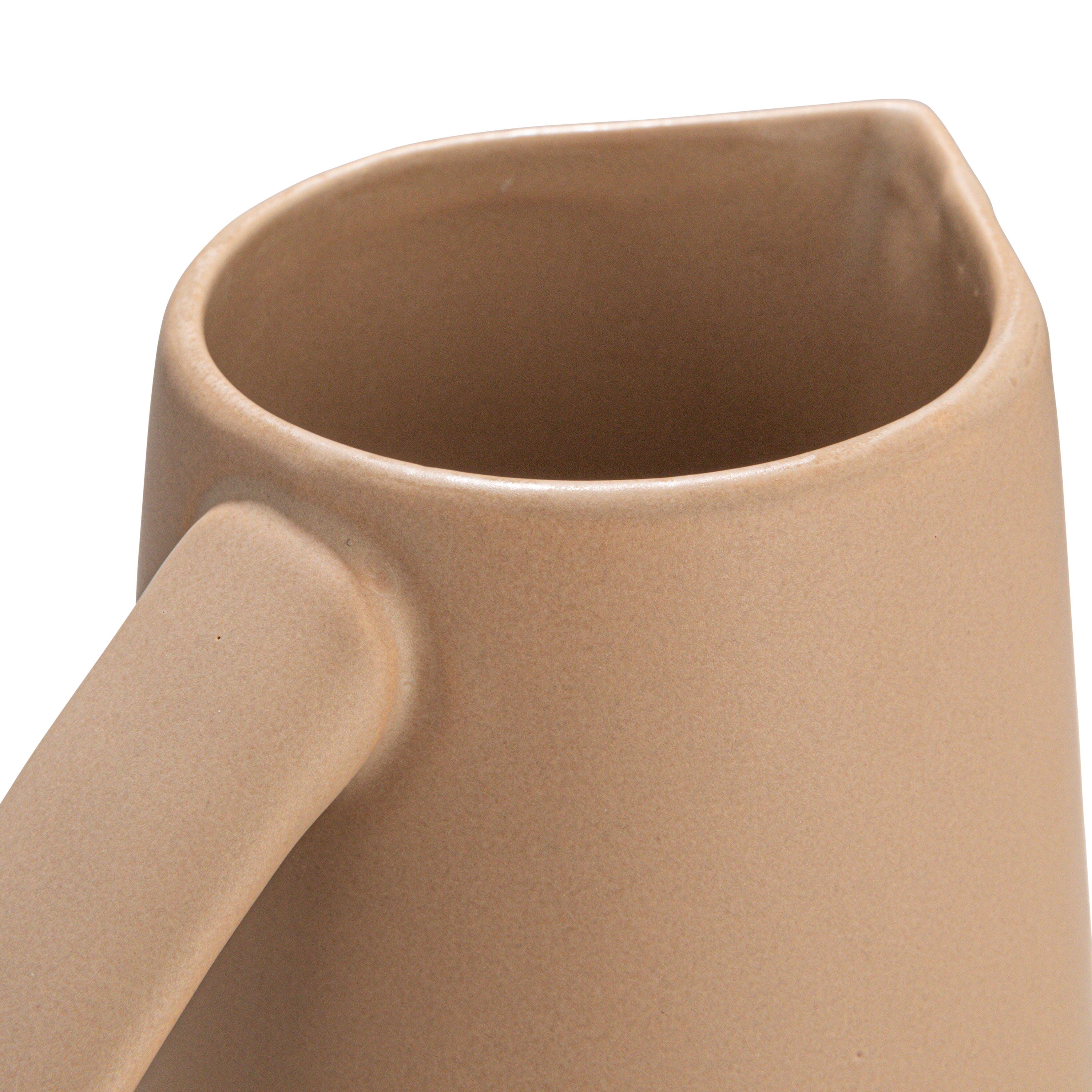 Storied Home Modern Stoneware Pitcher, Beige, large
