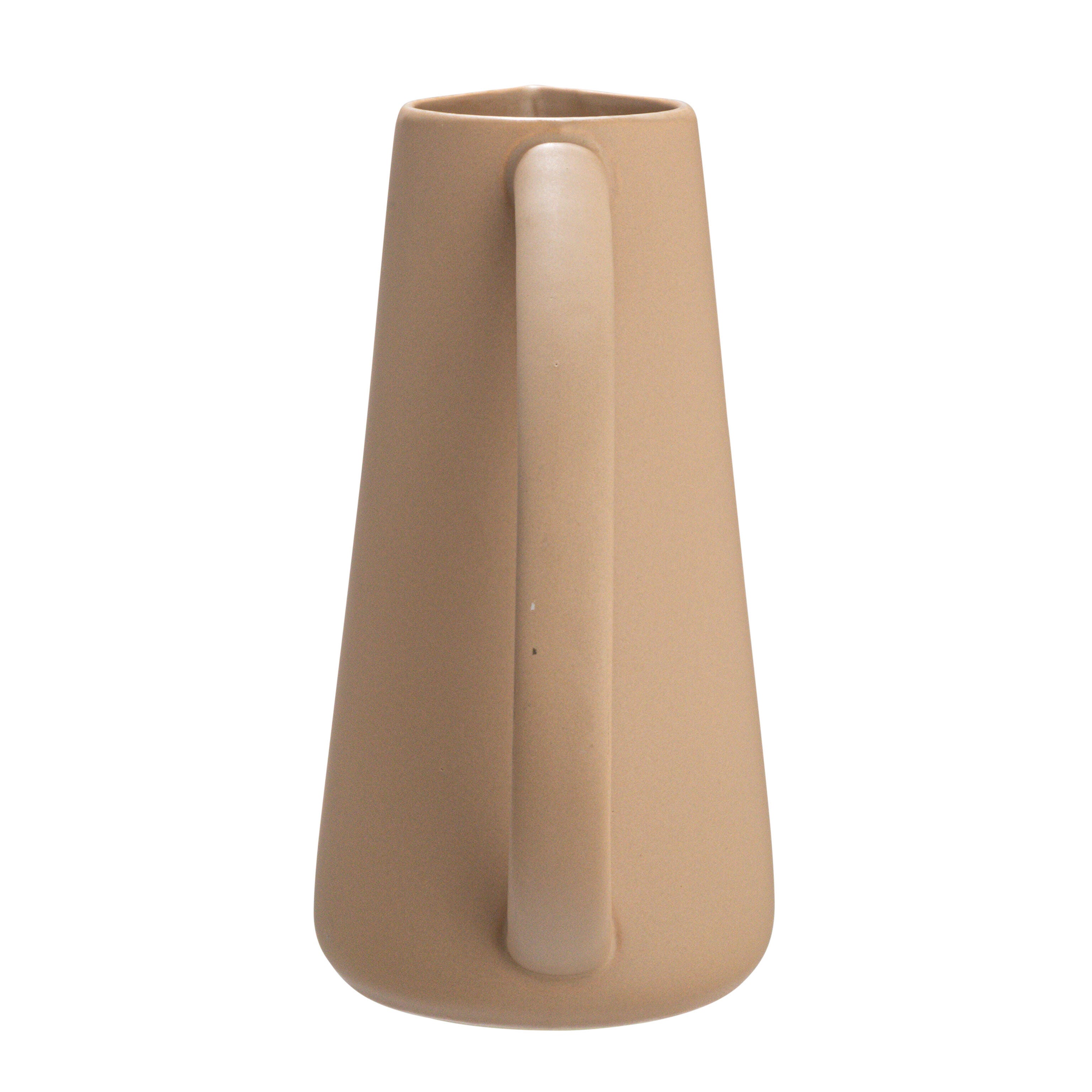 Storied Home Modern Stoneware Pitcher, Beige, large