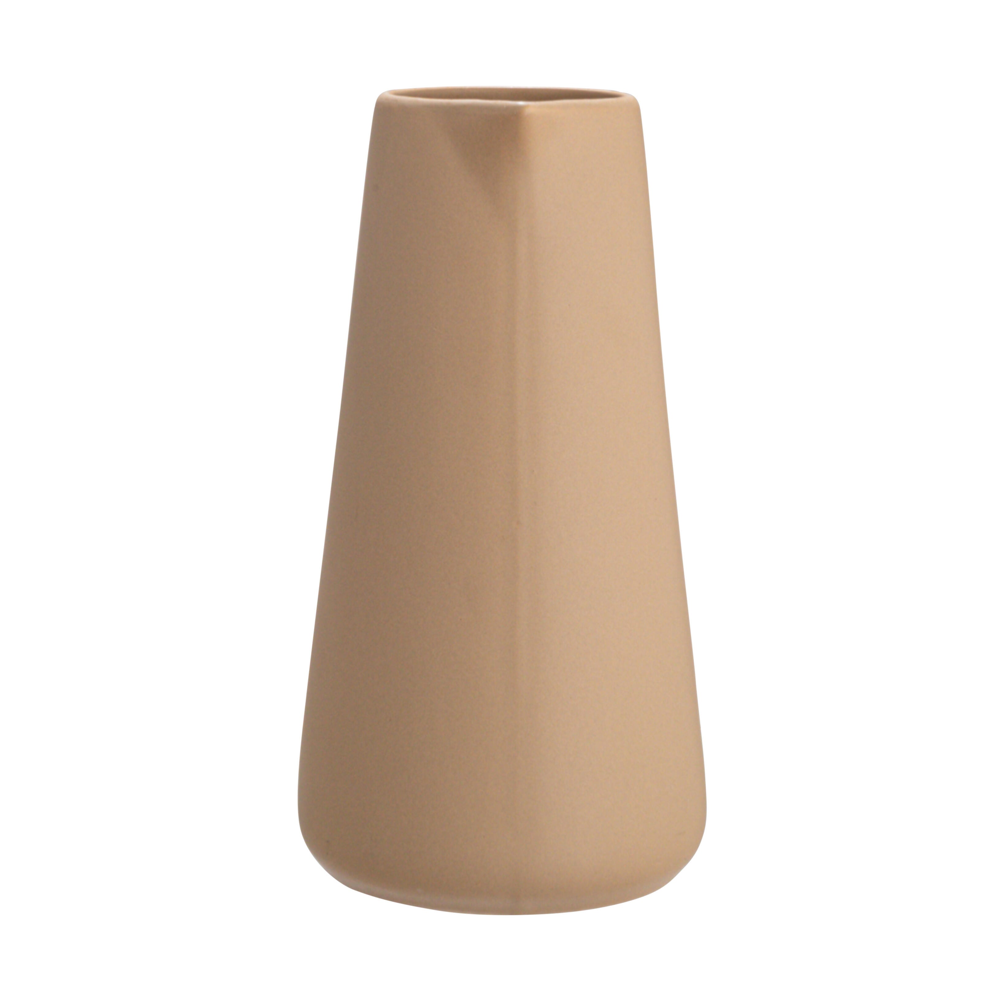 Storied Home Modern Stoneware Pitcher, Beige, large