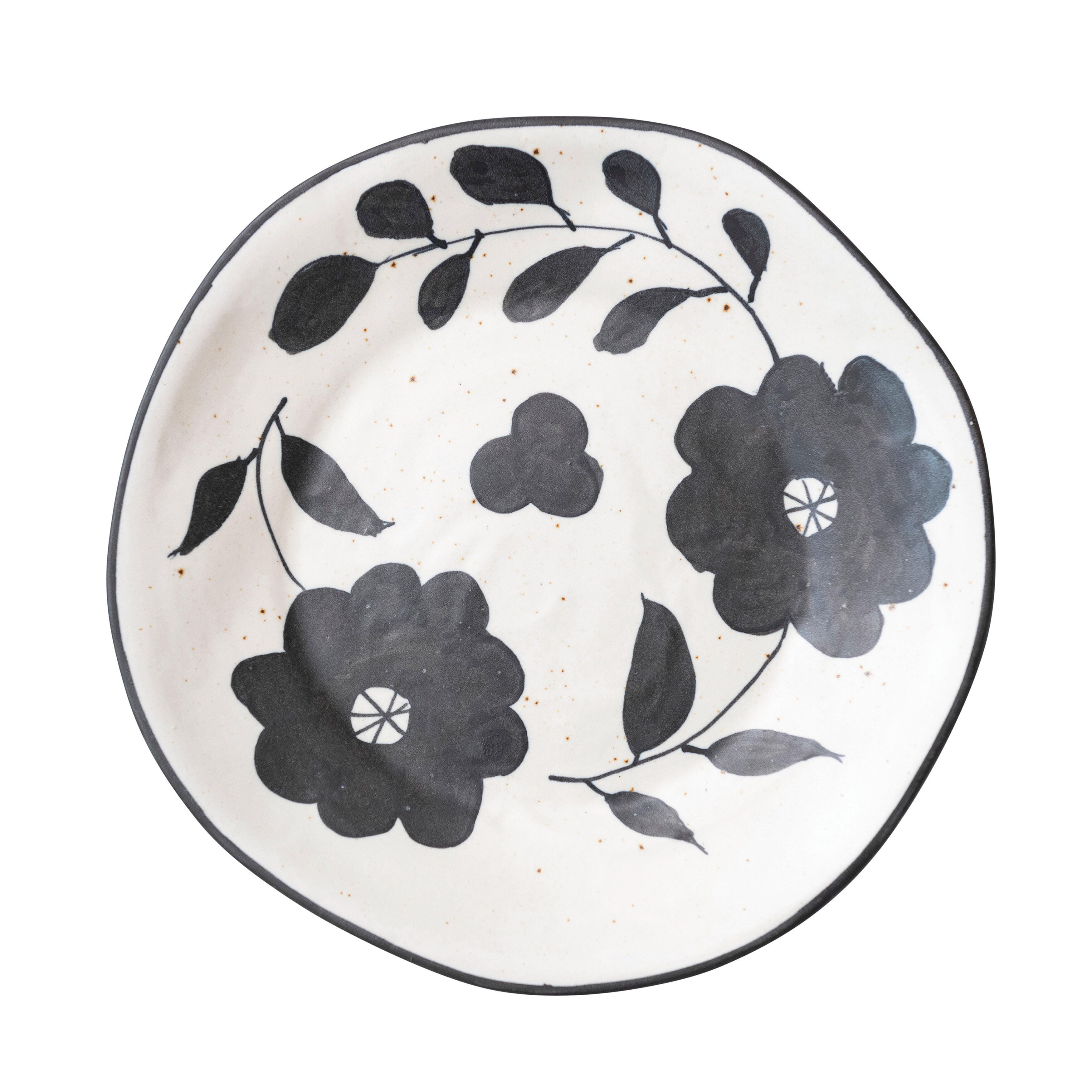 Storied Home Stoneware Edge Plate with Floral Design, , large