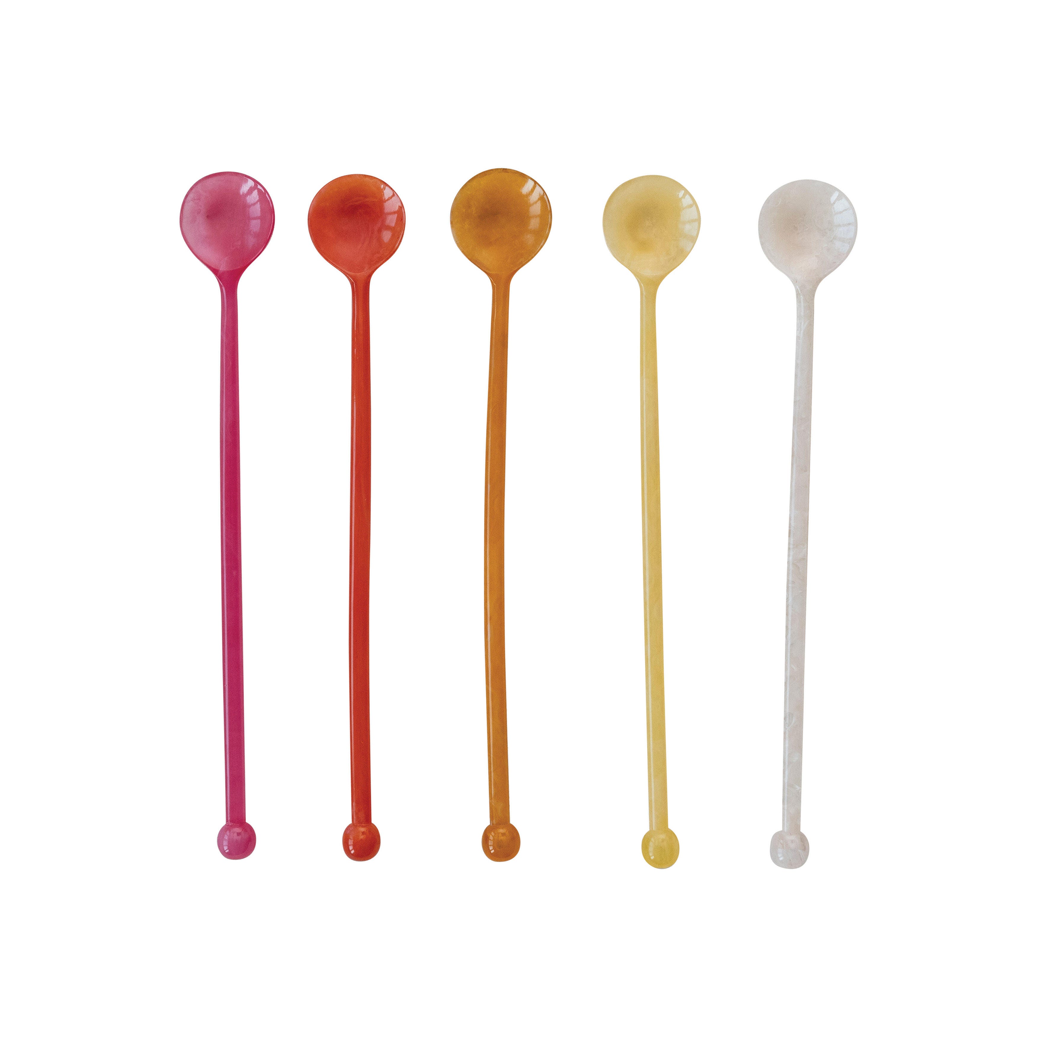 Storied Home Resin Cocktail Spoon Set of 5, , large