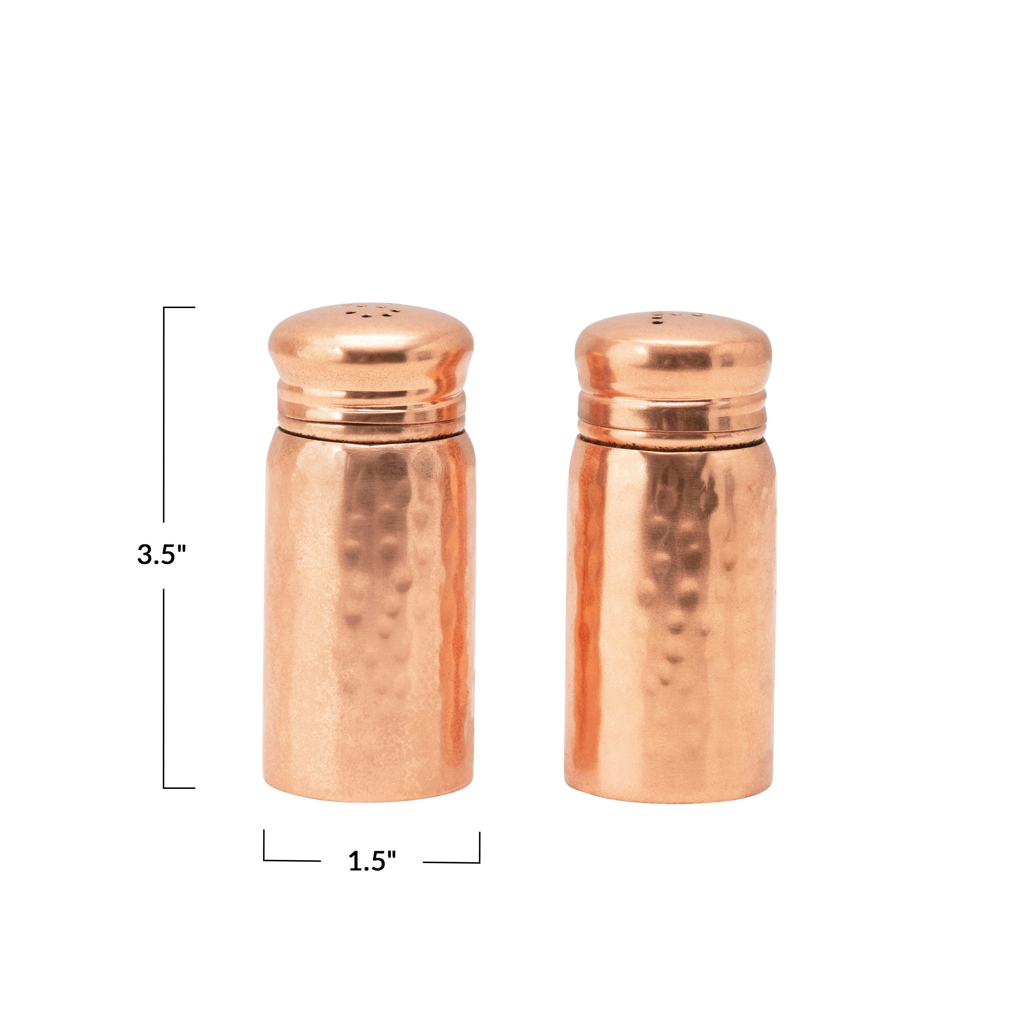 Storied Home Round Hammered Salt and Pepper Shakers, , large