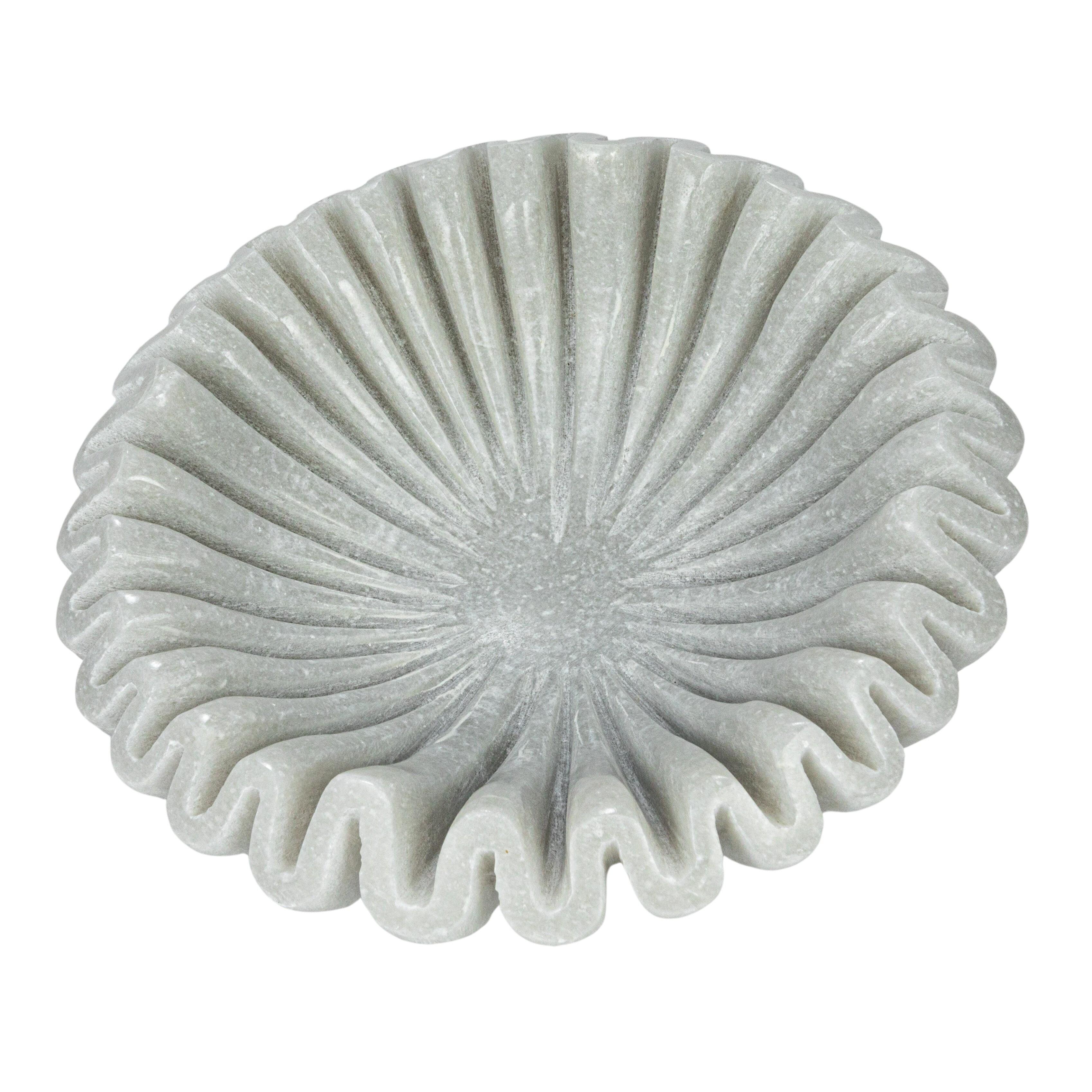 Storied Home Round Decorative Dish, White, large