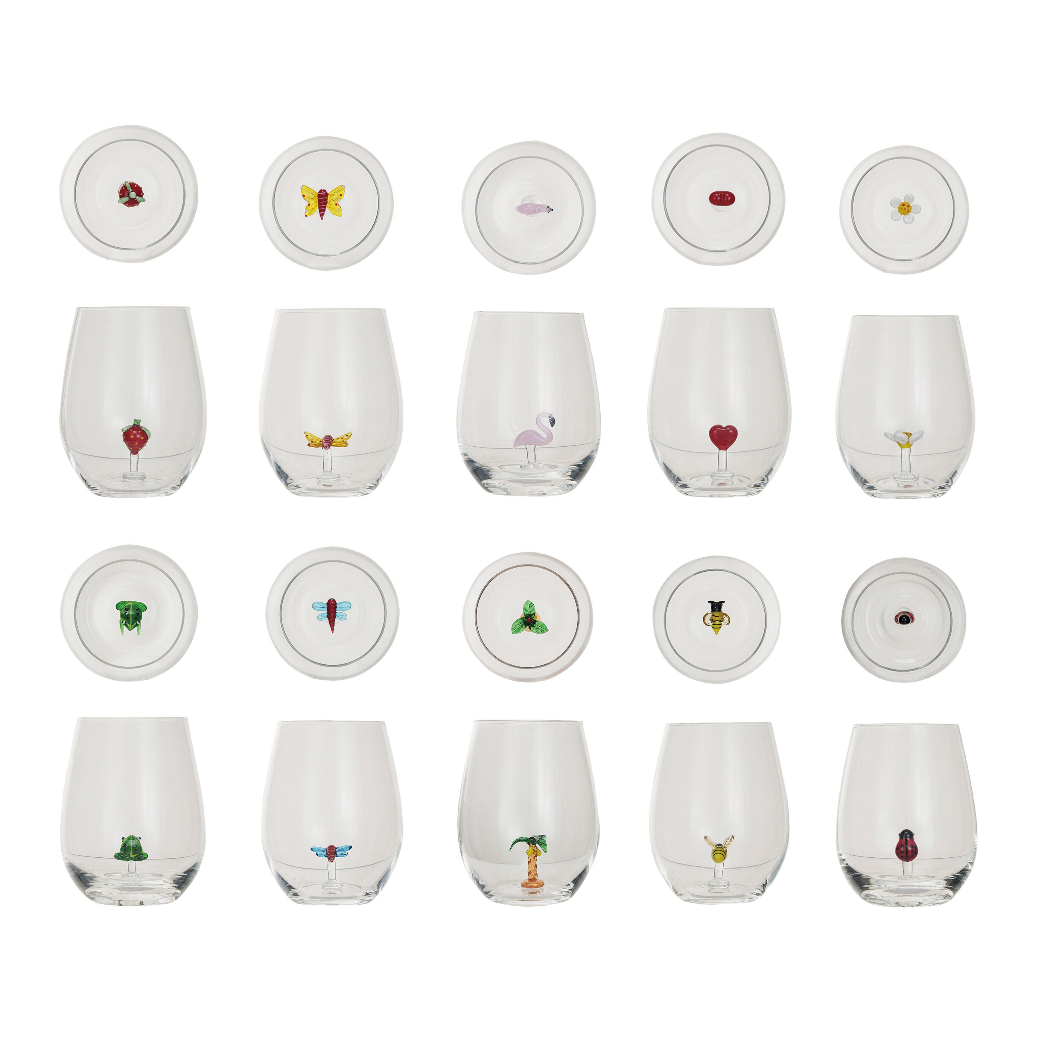 Storied Home Round Stemless Wine Glass Set of 10, , large
