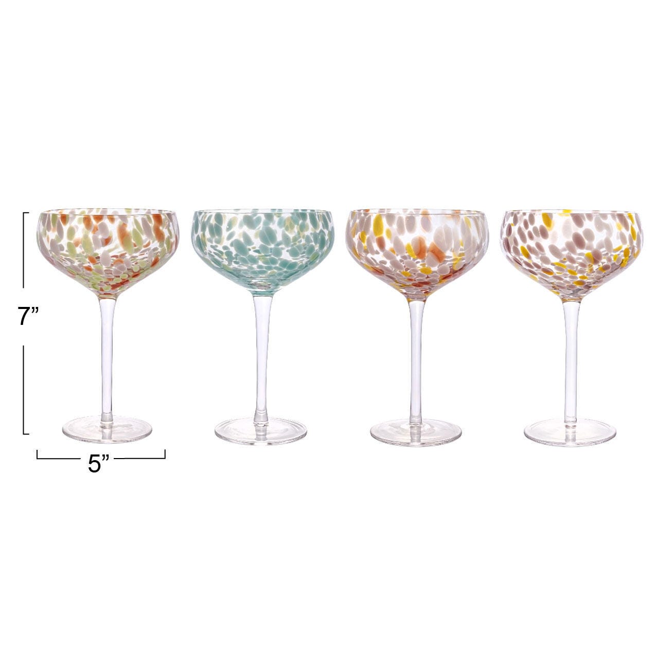 Storied Home Round Stemmed Champagne Coupe Glass Set of 4, , large