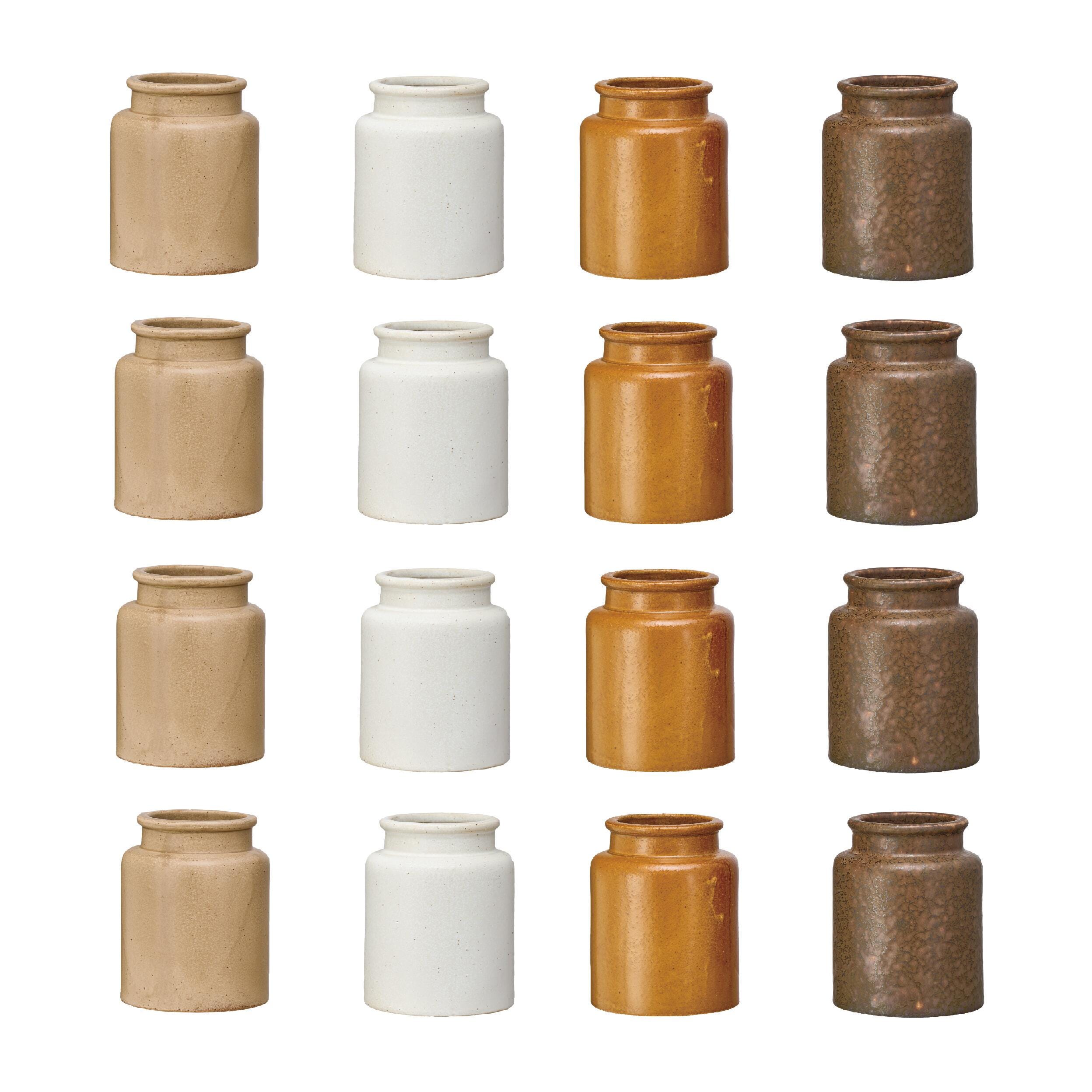 Storied Home Rustic Stoneware Jars Set of 4, , large