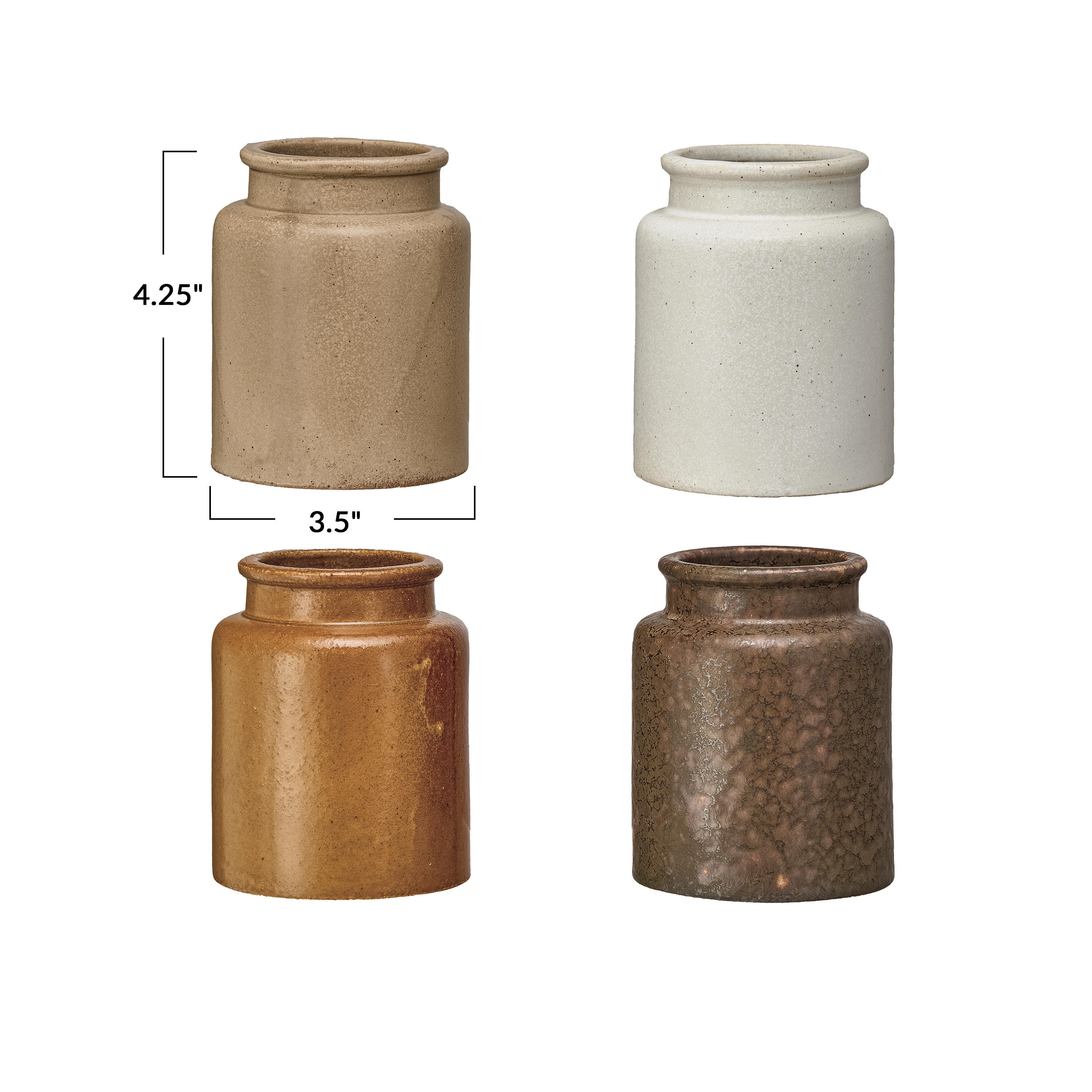Storied Home Rustic Stoneware Jars Set of 4, , large