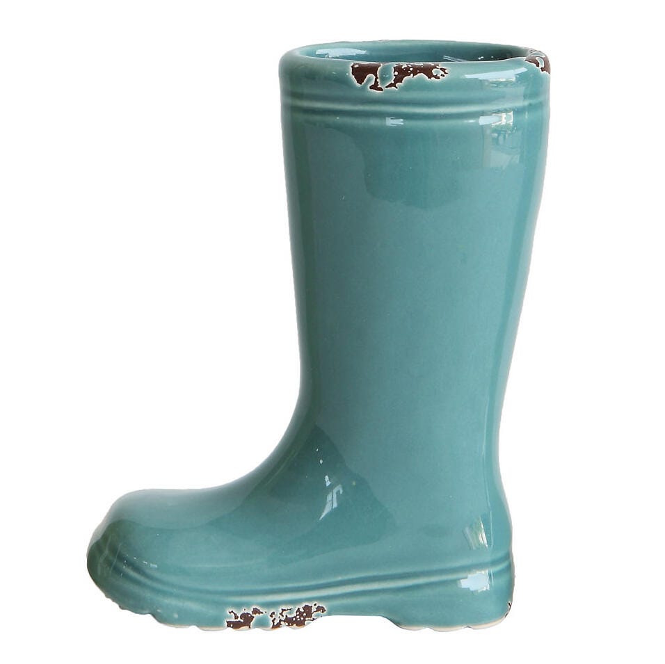 Storied Home Stoneware Boot Vases with Distressed Finish Set of 4, , large