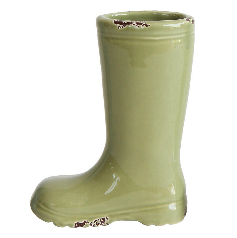 Storied Home Stoneware Boot Vases with Distressed Finish Set of 4, , large