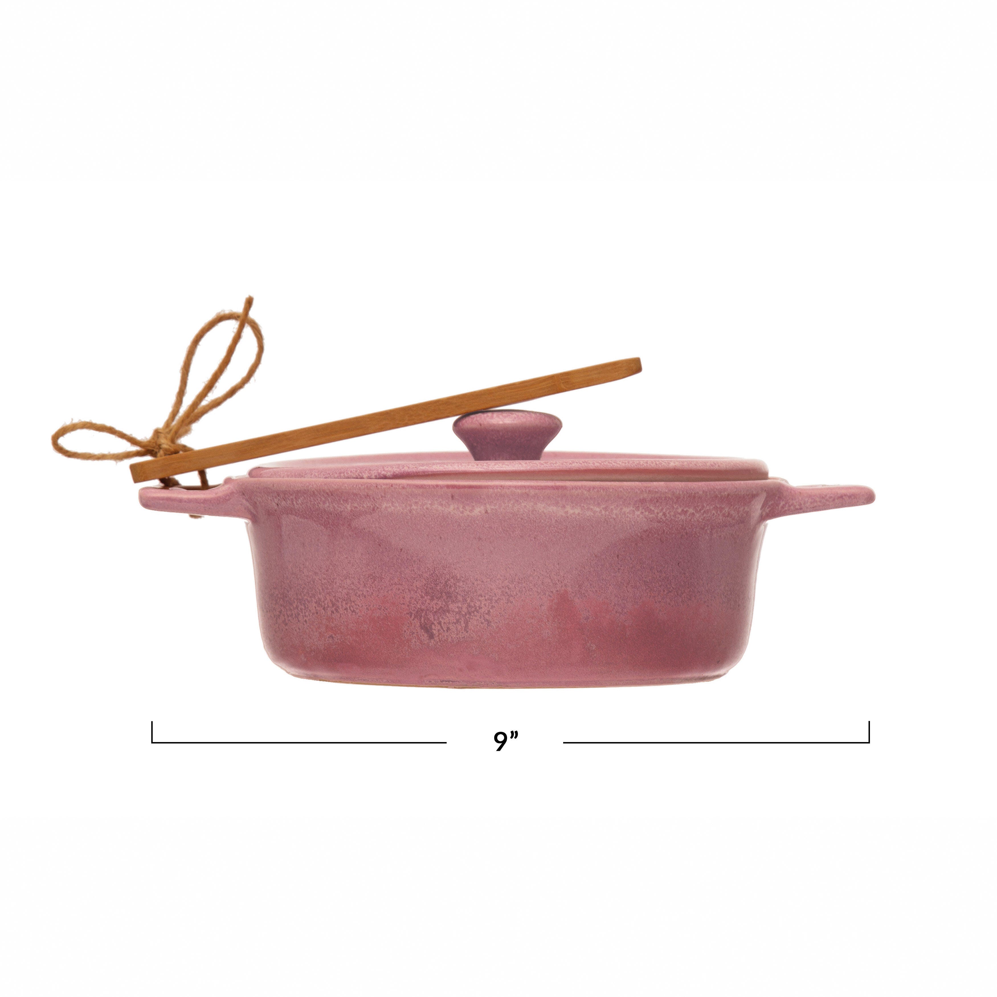 Storied Home Stoneware Brie Baker with Bamboo Spreader Set, , large