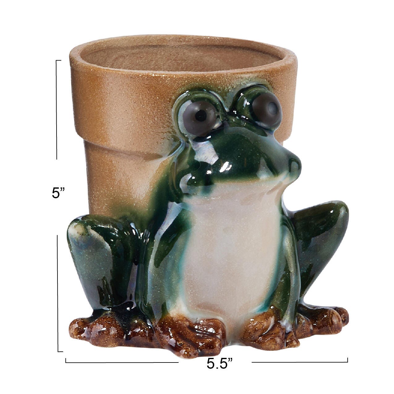 Storied Home Stoneware Frog Planter with Reactive Glaze, , large