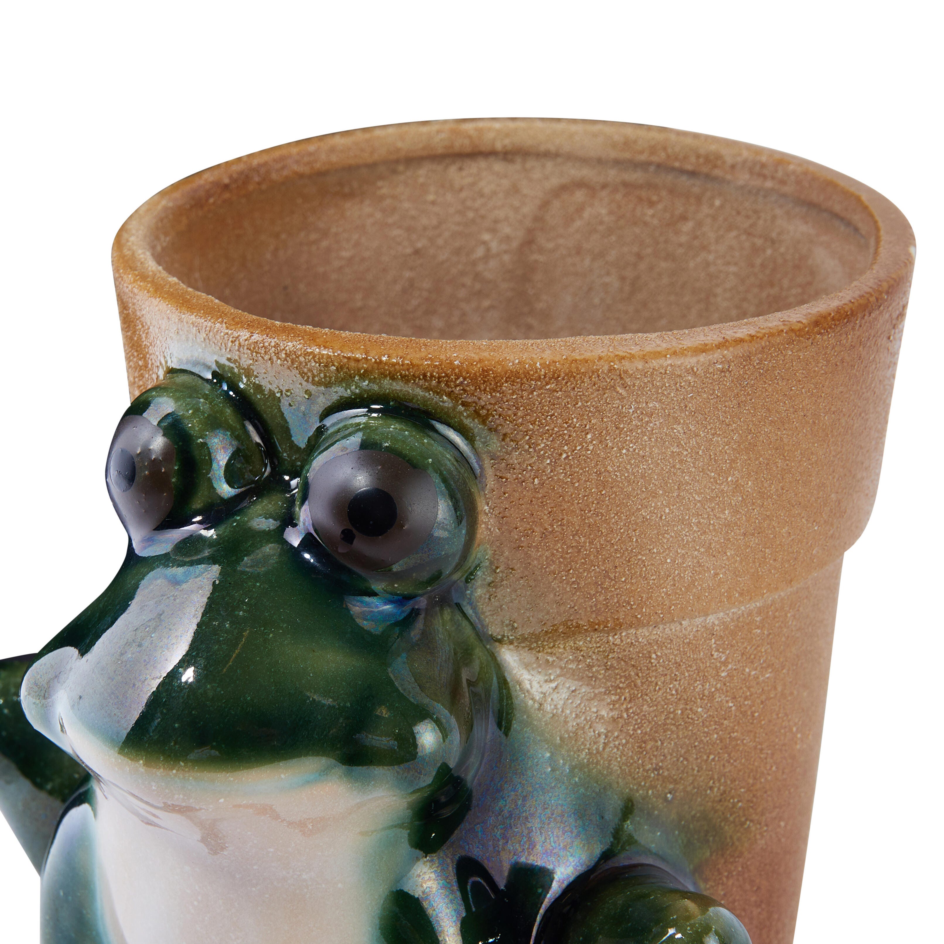 Storied Home Stoneware Frog Planter with Reactive Glaze, , large