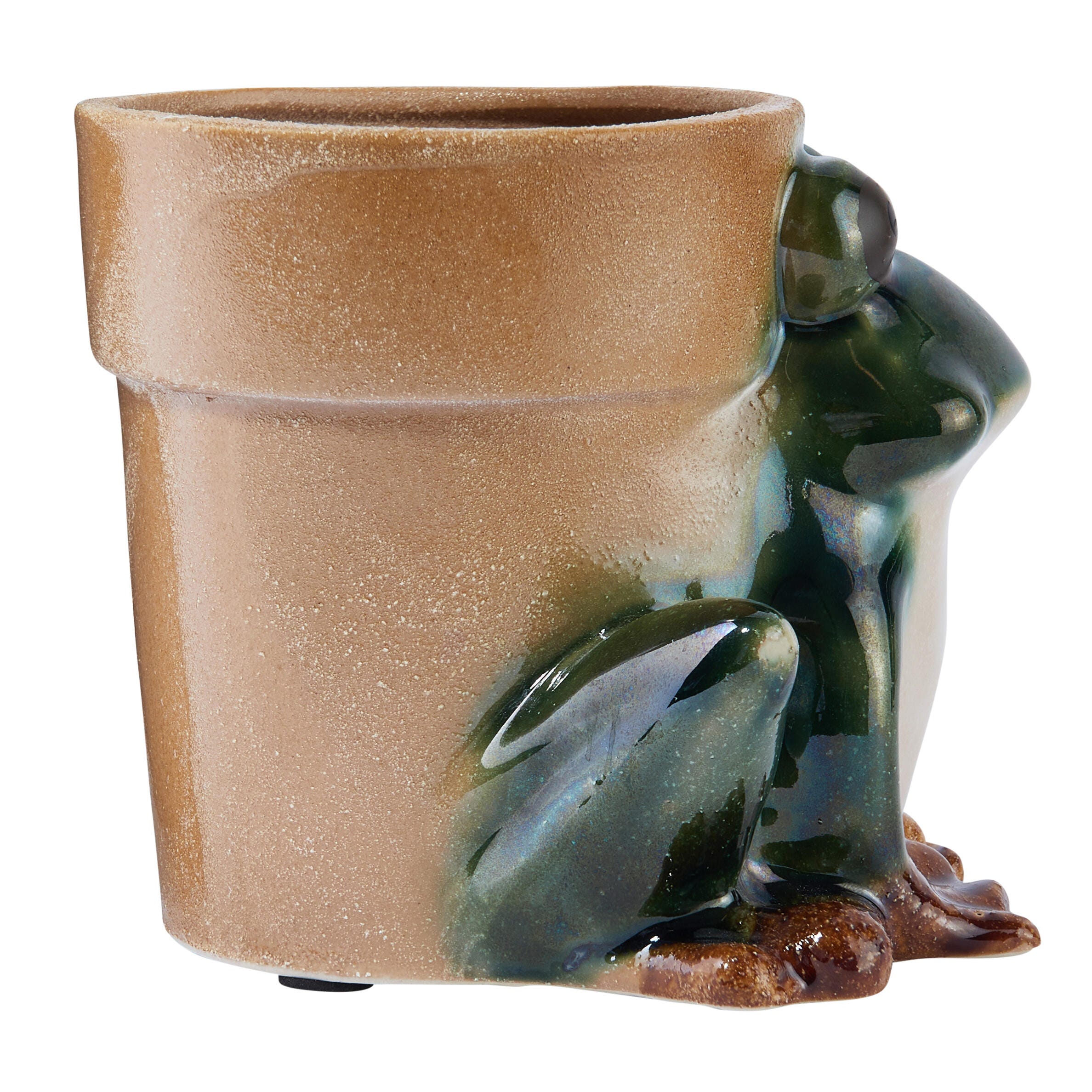 Storied Home Stoneware Frog Planter with Reactive Glaze, , large