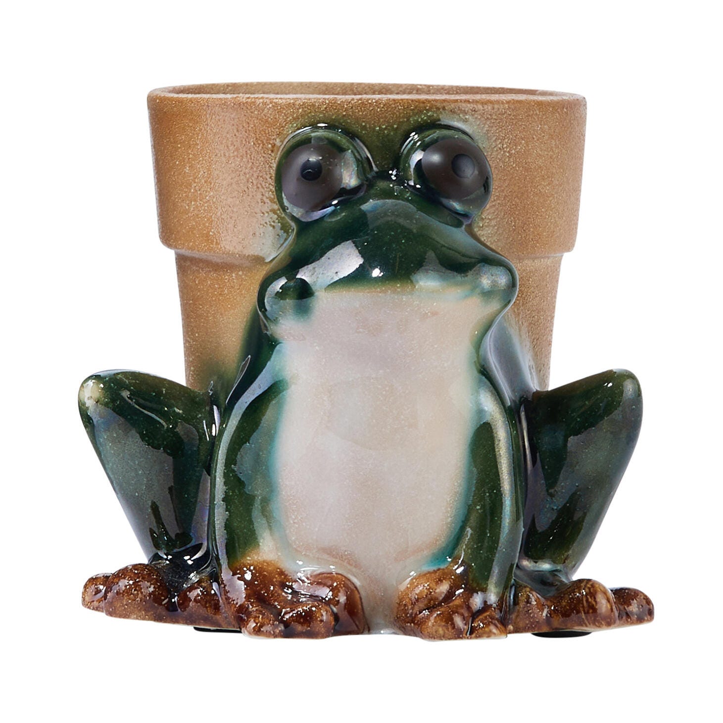 Storied Home Stoneware Frog Planter with Reactive Glaze, , large