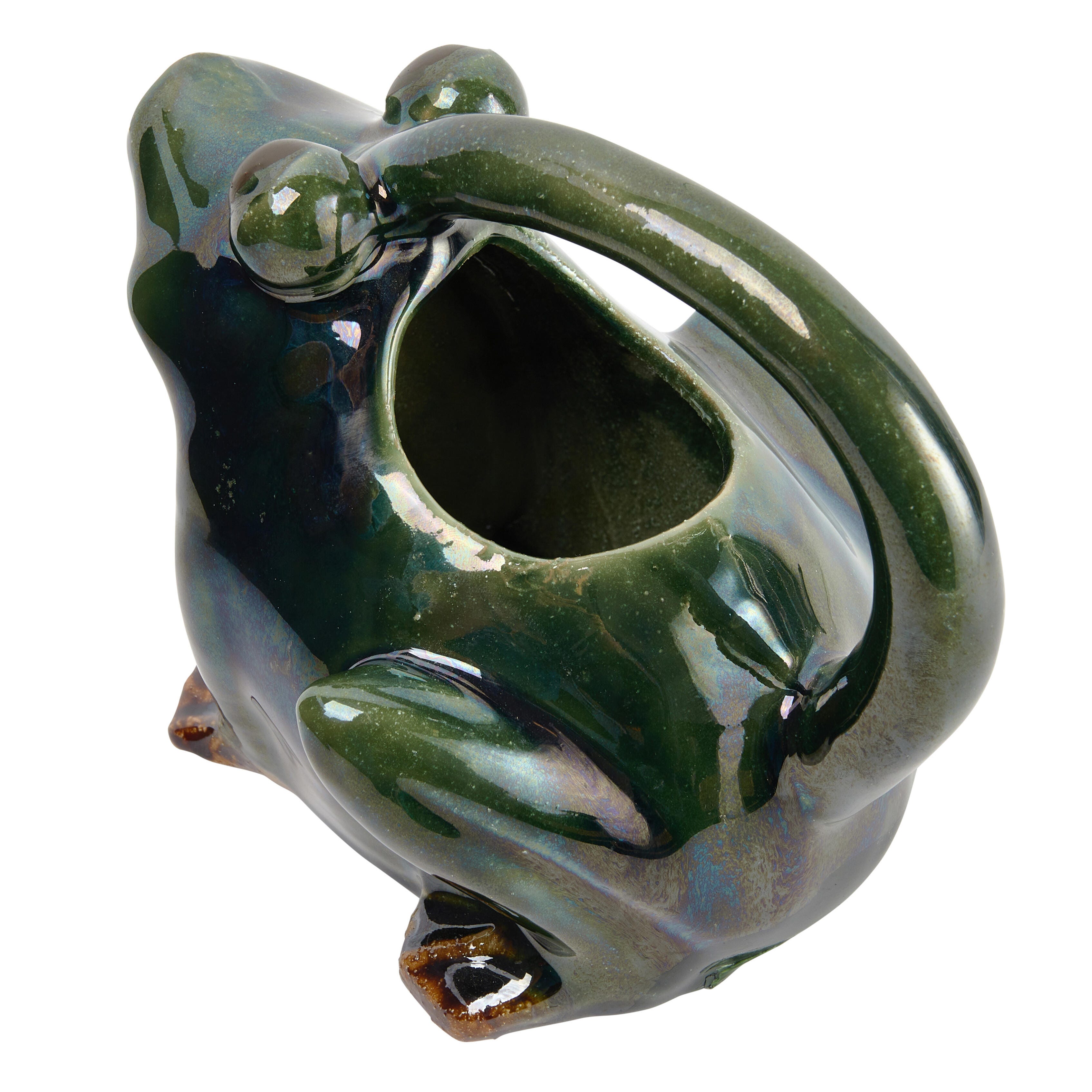 Storied Home Stoneware Frog Watering Pitcher, , large
