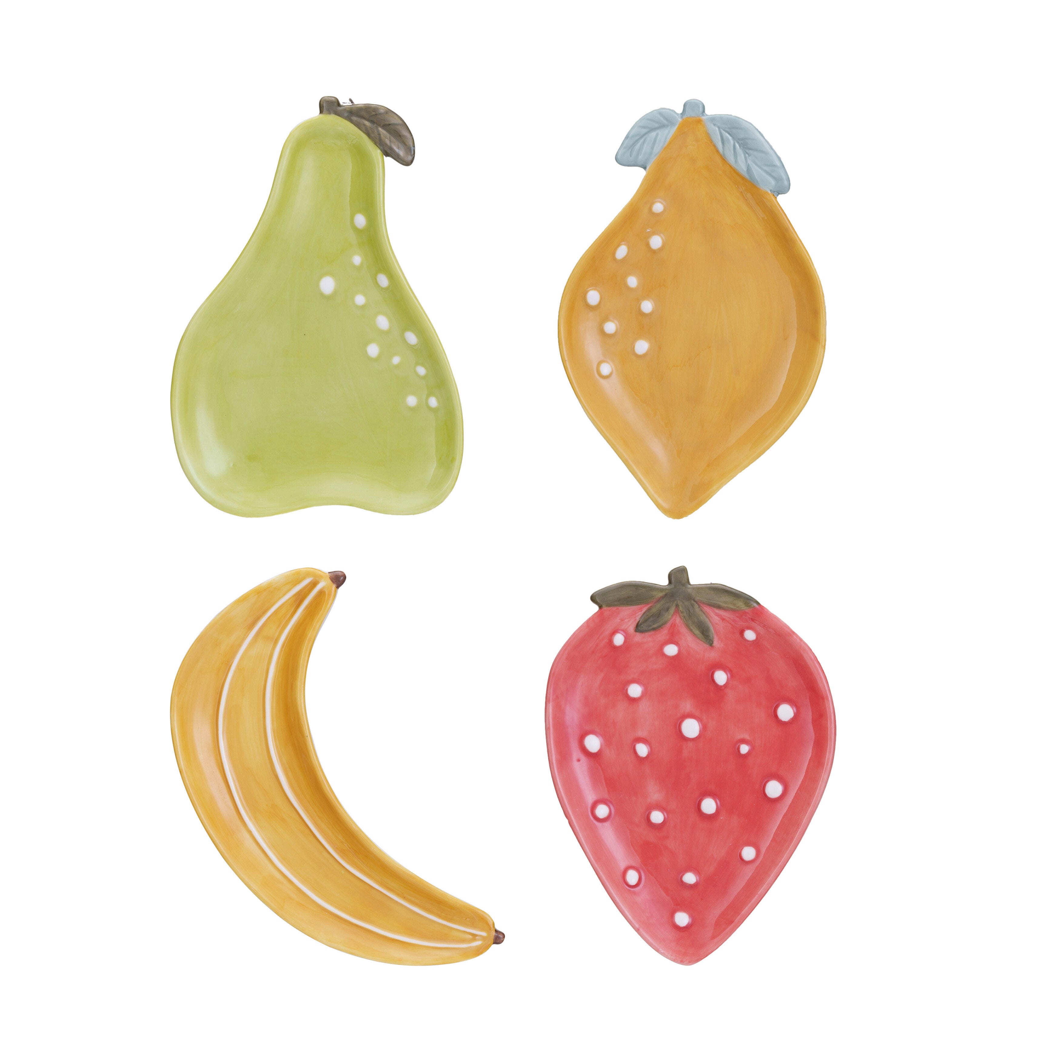Storied Home Stoneware Fruit Plate Set of 4, , large