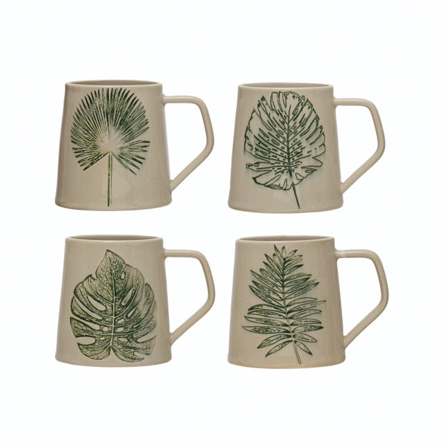 Storied Home Mug with Debossed Leaf (Set of 4)