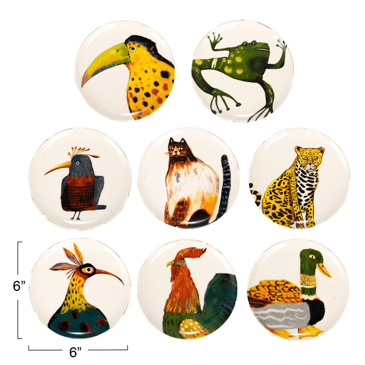 Storied Home Stoneware Plate Set with Animal Designs Set of 8, , large