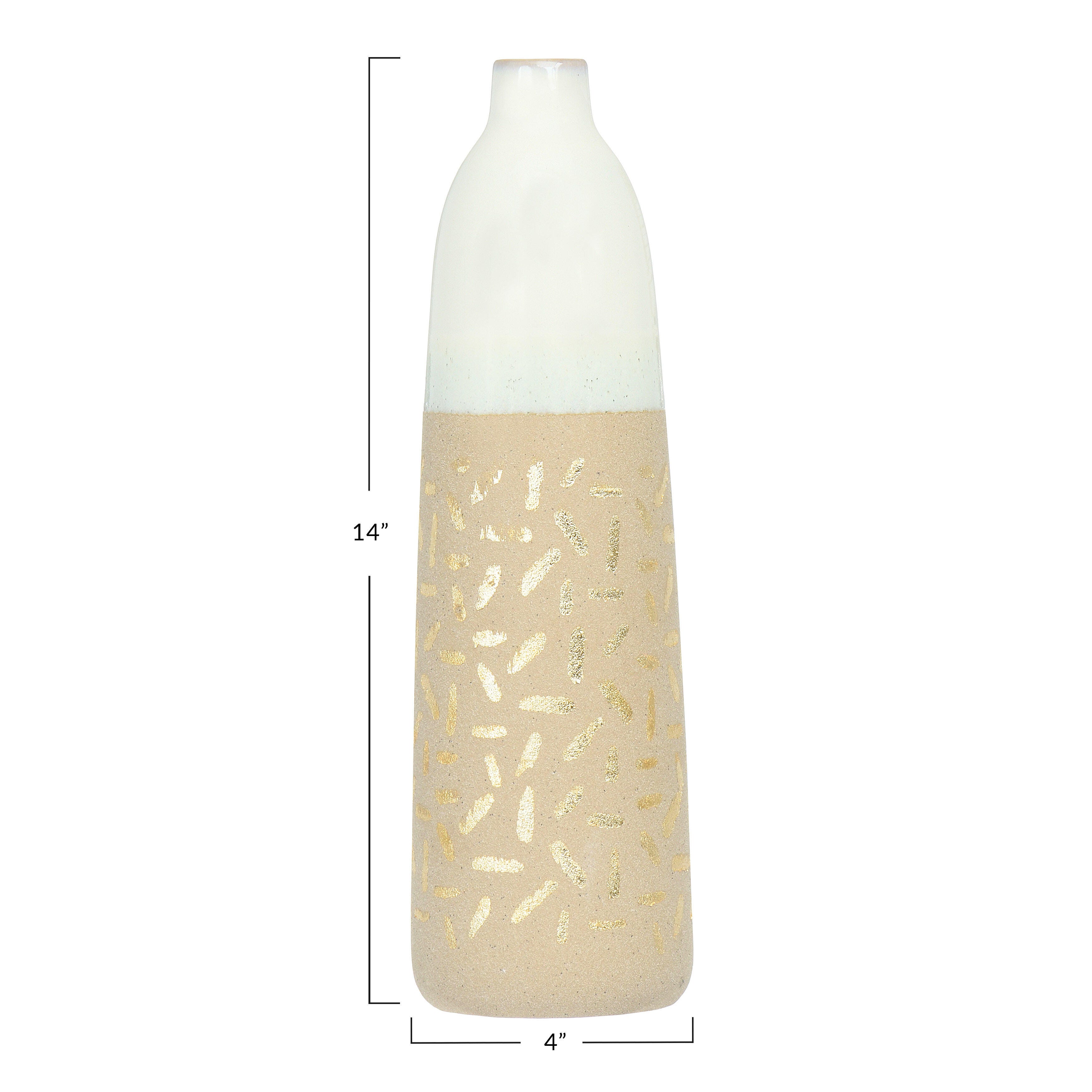 Storied Home Stoneware Vase with Glazed Pattern, , large