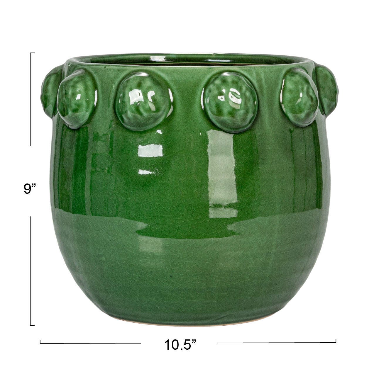 Storied Home Terra-cotta Planter with Raised Dots, Green, large
