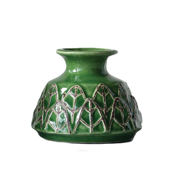 Storied Home Various Stoneware Planters with Leafy Patterns Set of 3, , large