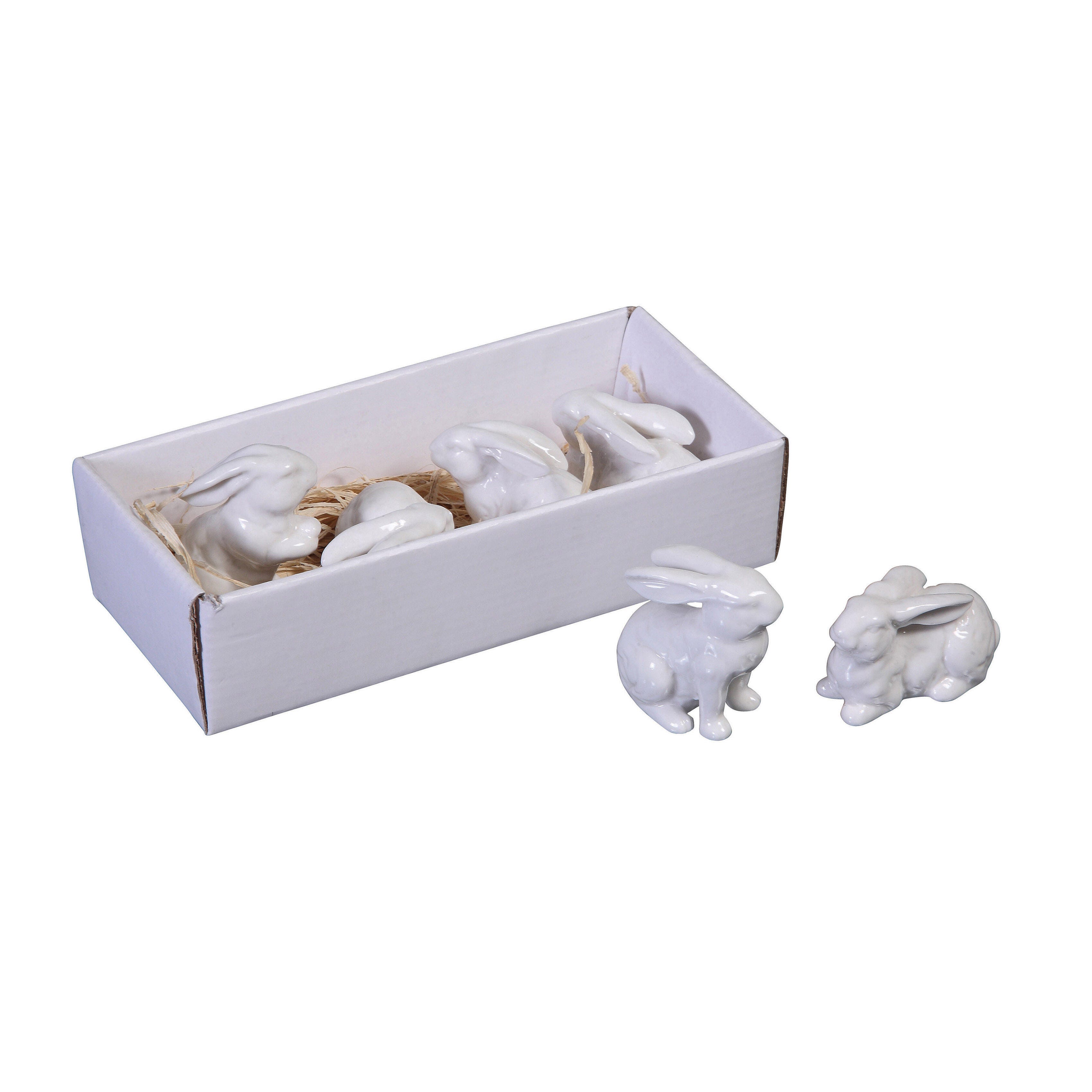 Storied Home Plaid Ceramic Bunnies Set of 6, , large