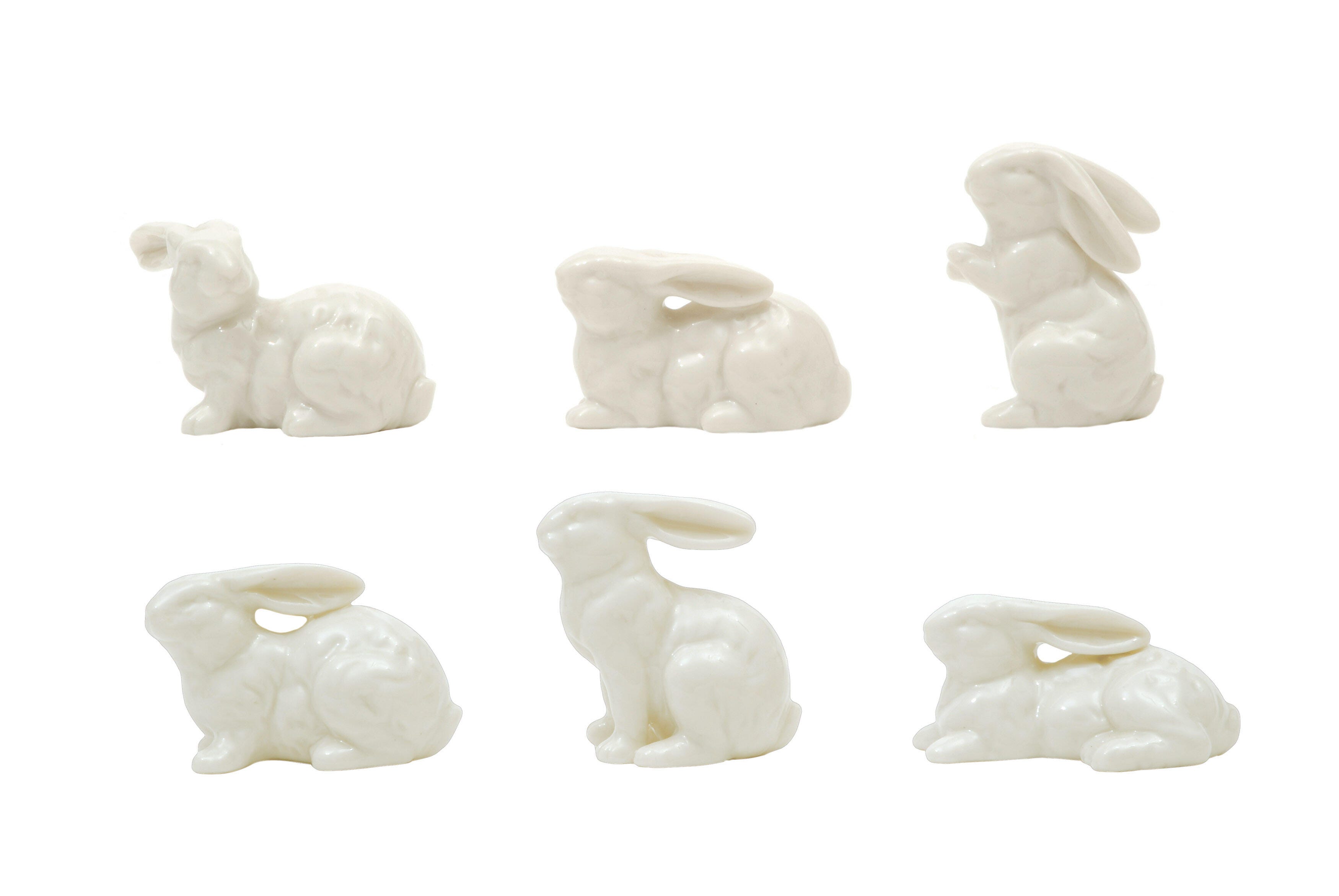 Storied Home Plaid Ceramic Bunnies Set of 6, , large