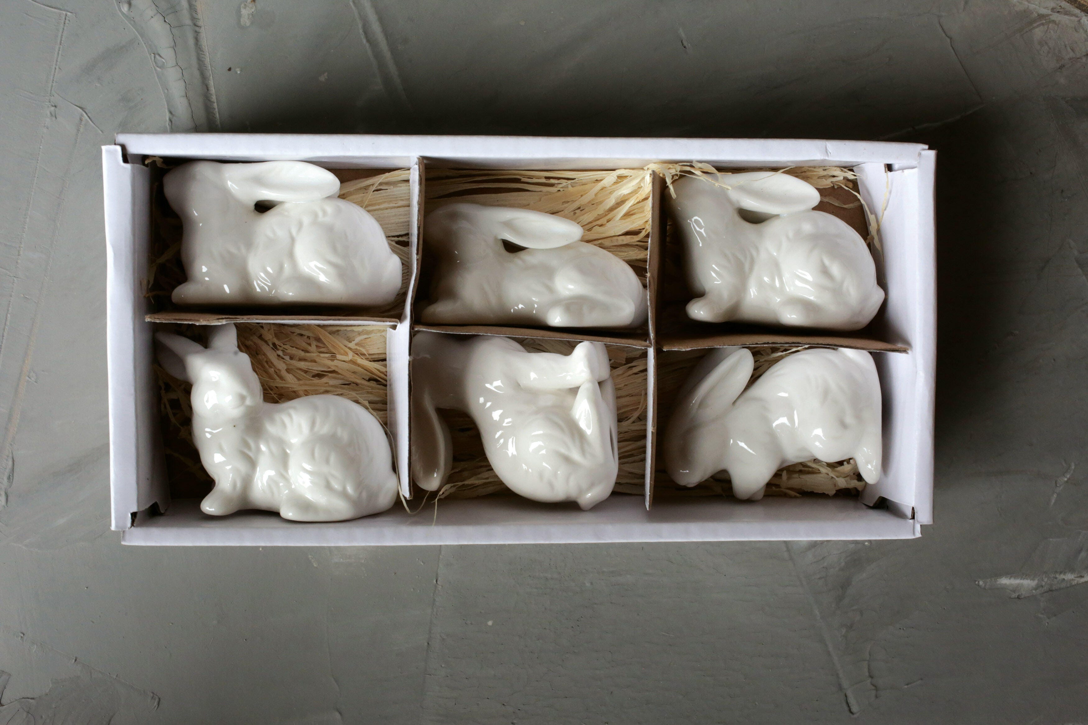 Storied Home Plaid Ceramic Bunnies Set of 6, , large