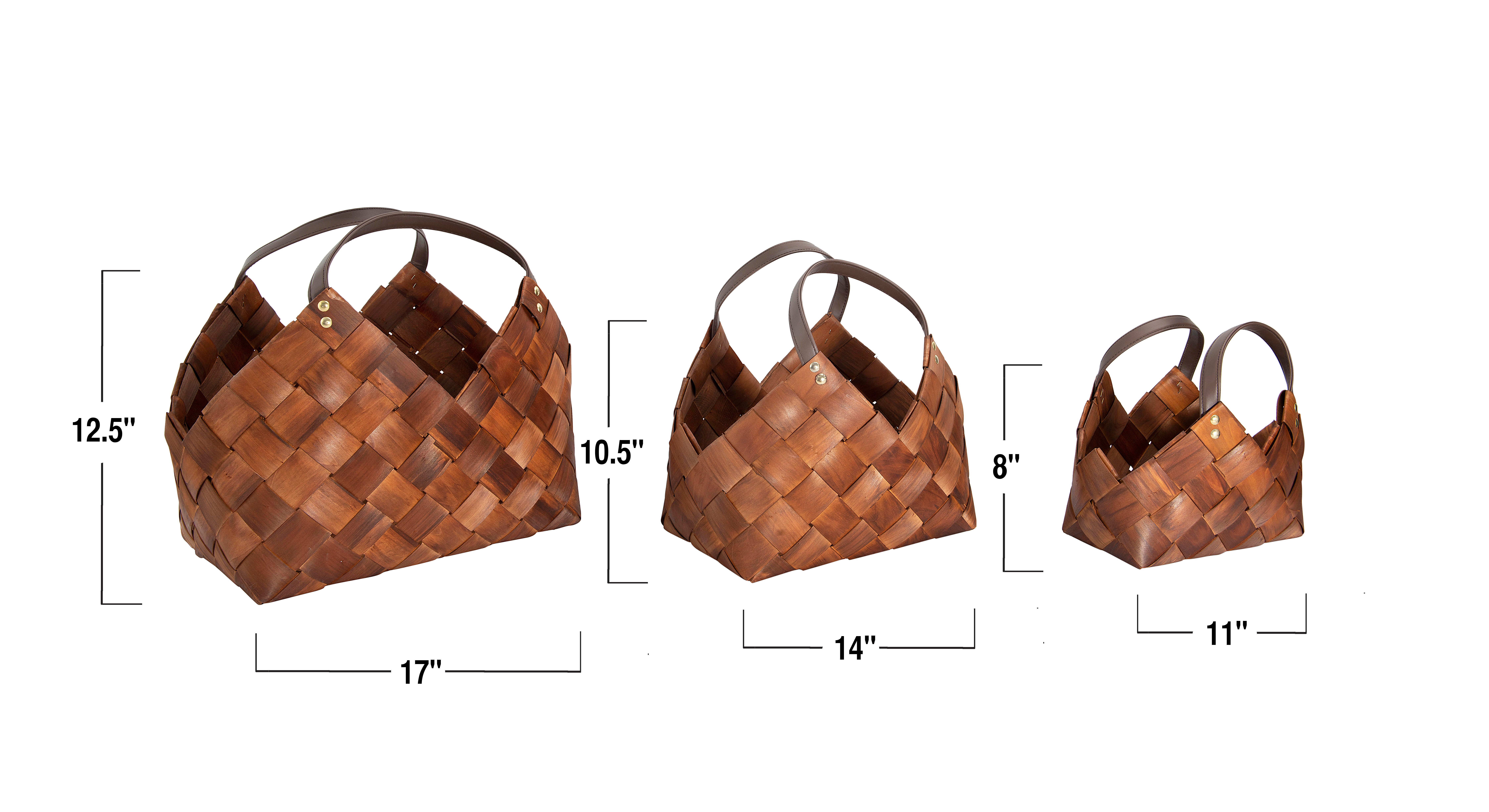 Storied Home Woven Seagrass Basket Storage Set of 3, , large