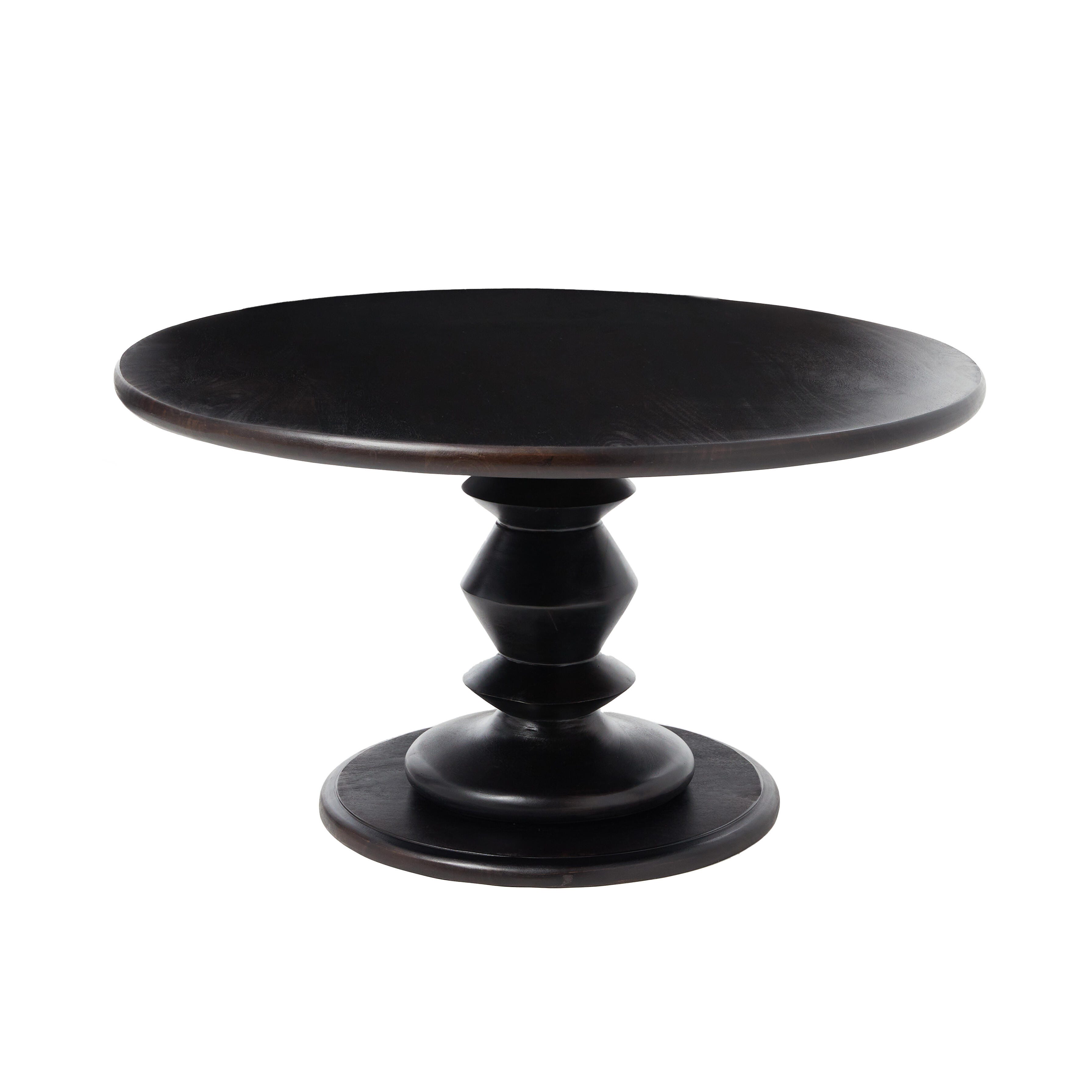 Storied Home Pedestal Accent Coffee Table, Black Walnut, large