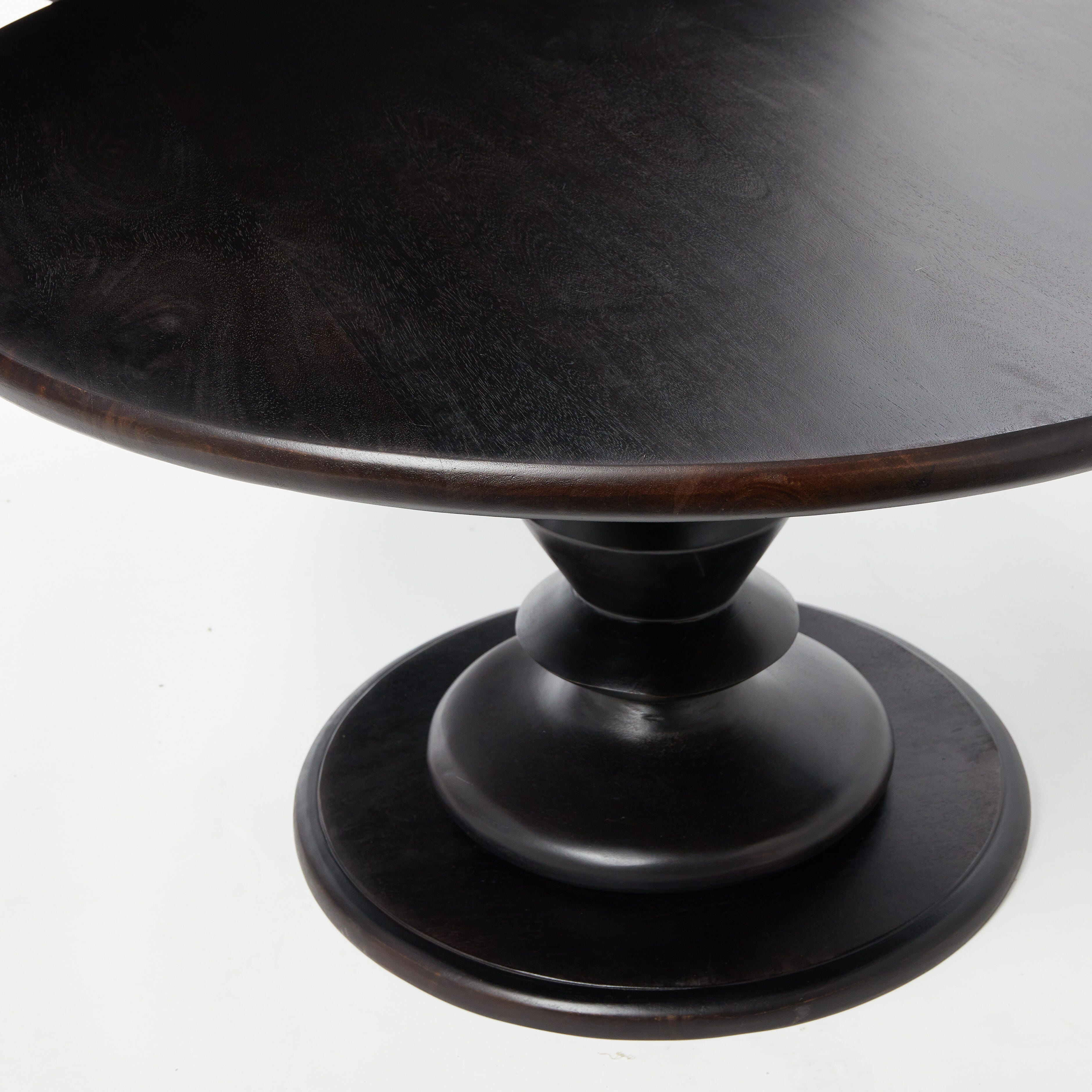 Storied Home Pedestal Accent Coffee Table, Black Walnut, large