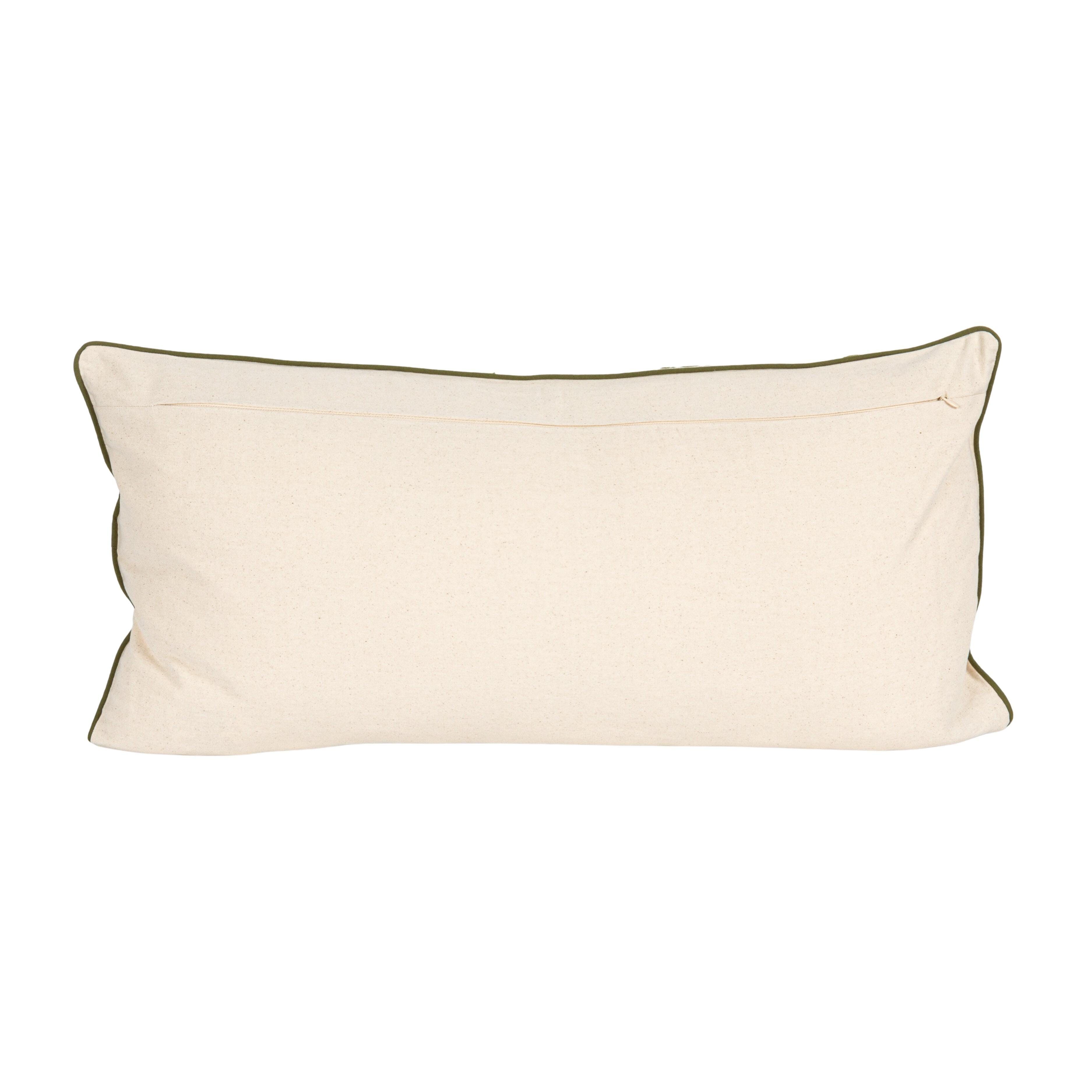 Storied Home Fern Fronds Embroidery Lumbar Pillow, , large