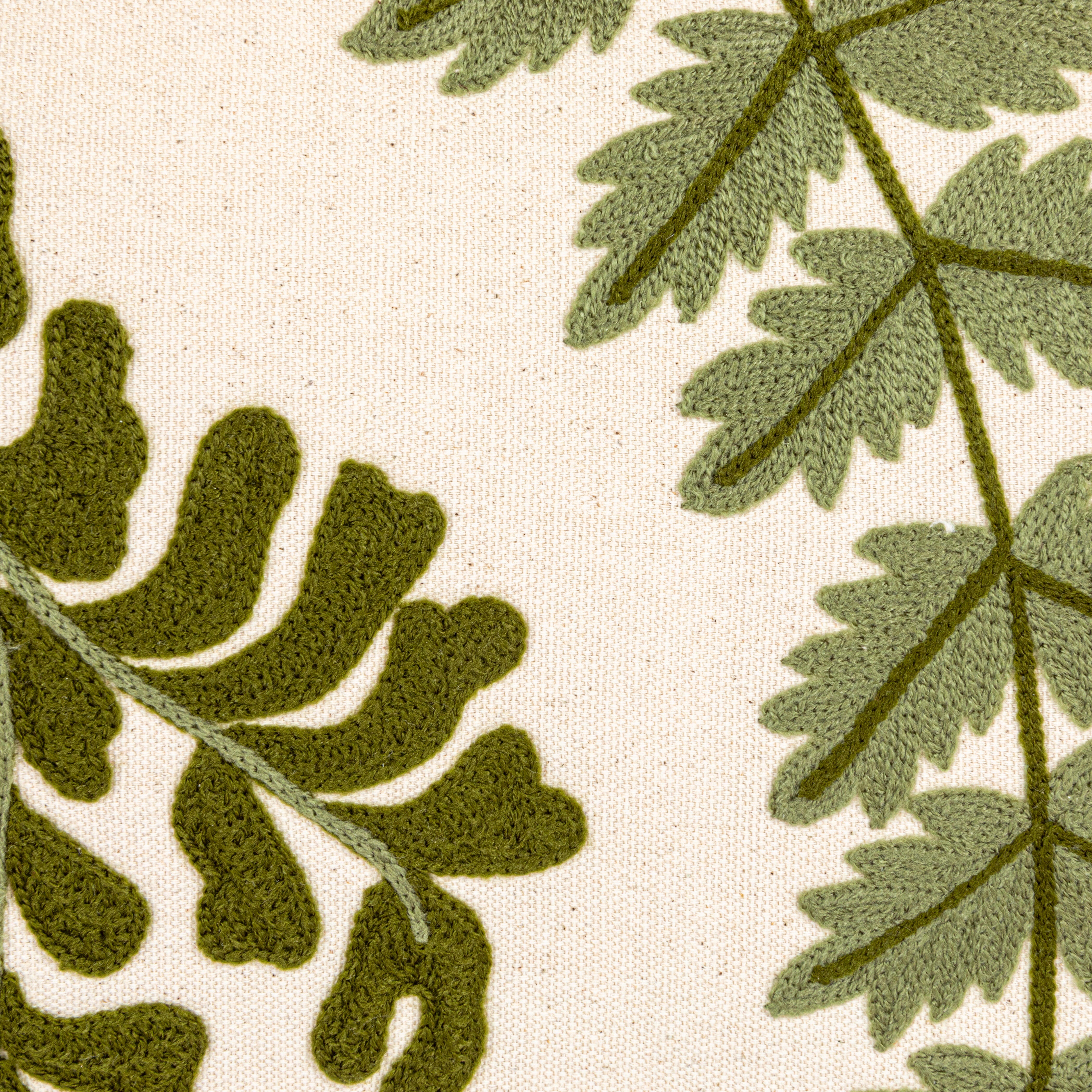 Storied Home Fern Fronds Embroidery Lumbar Pillow, , large