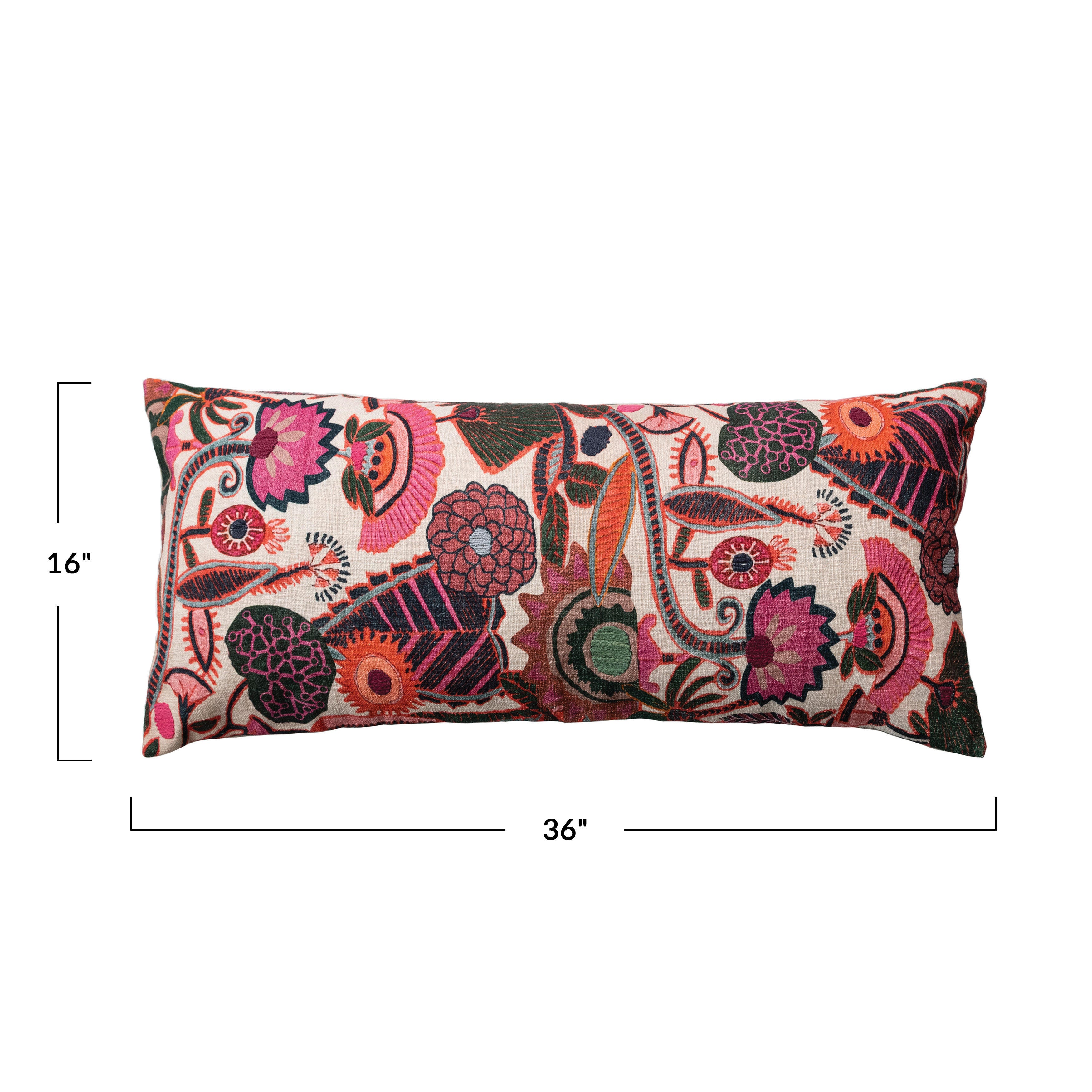 Storied Home Florals and Chambray Back Lumbar Pillow, , large