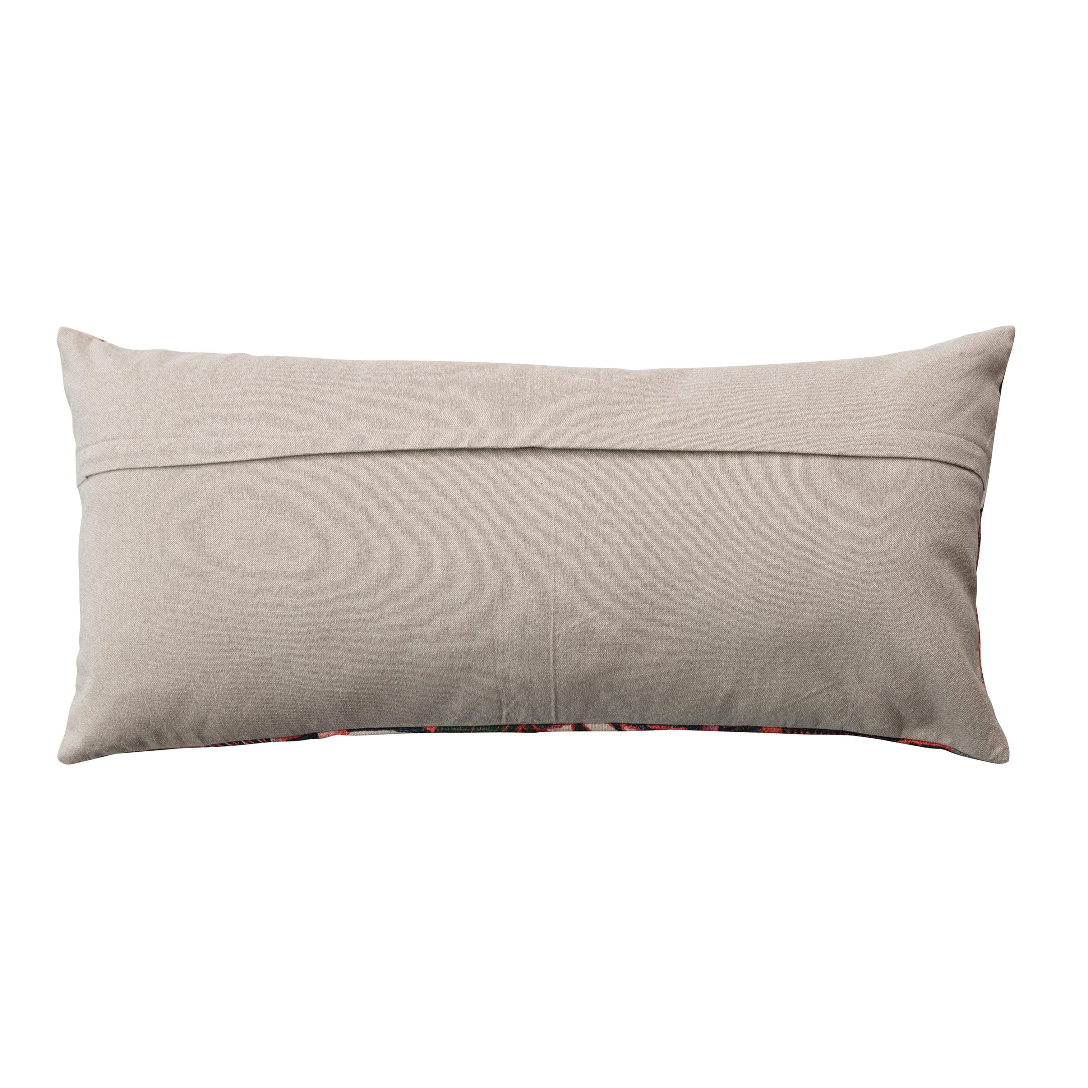 Storied Home Florals and Chambray Back Lumbar Pillow, , large