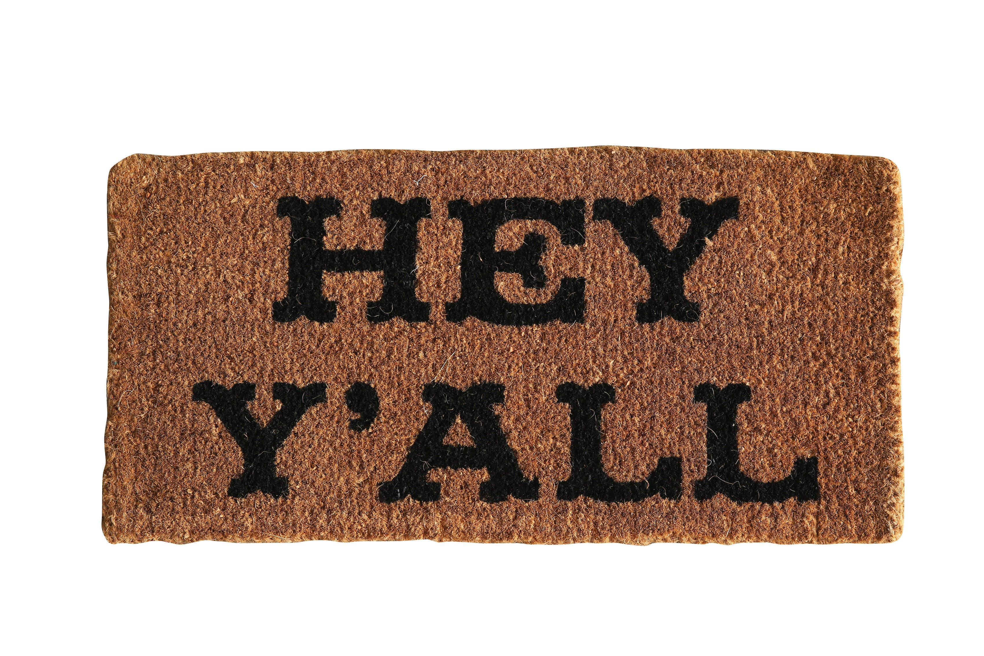 Storied Home Hey Y'all Print Coir 32" x 16" Doormat, , large