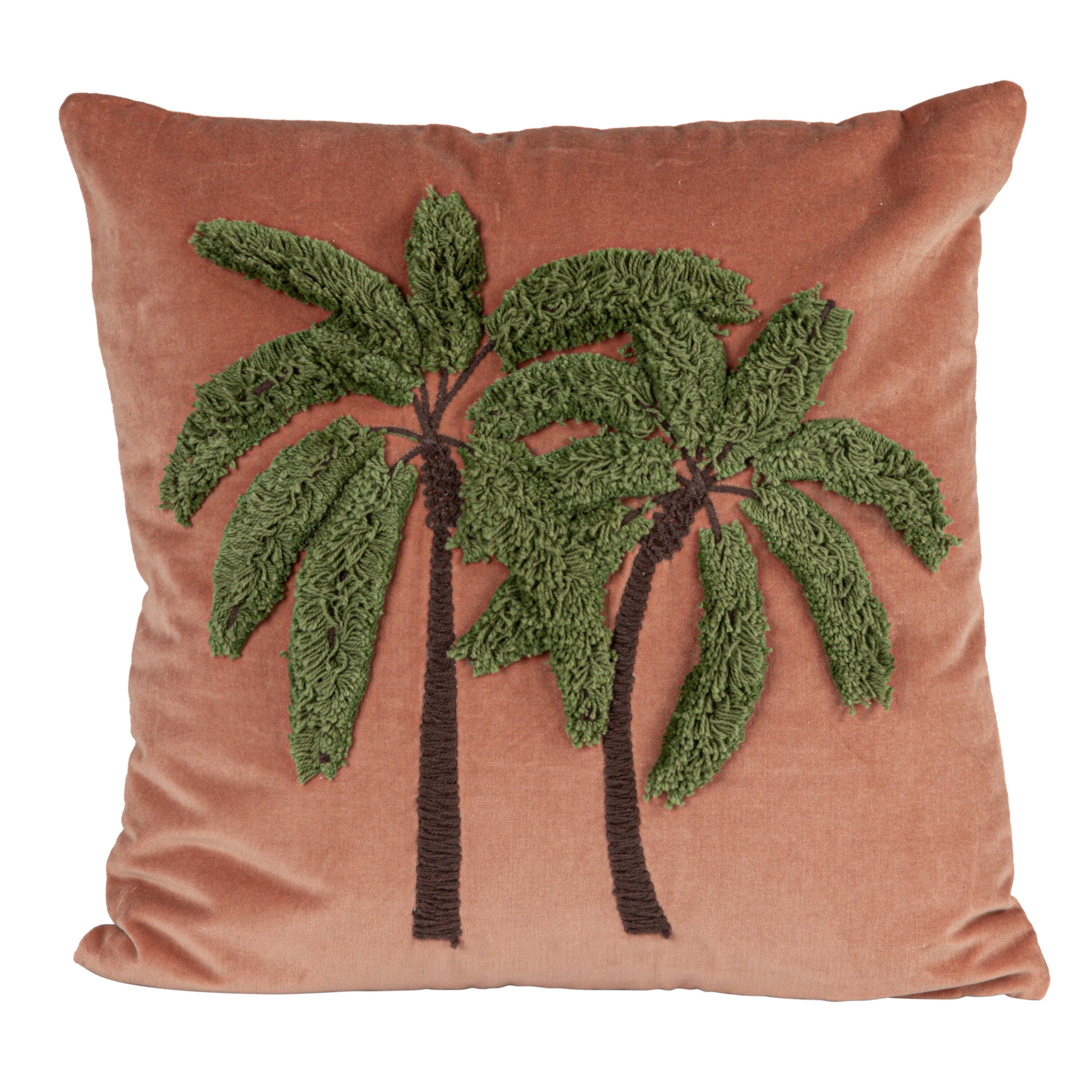 Storied Home Tropical Embroidered Velvet Pillow, , large