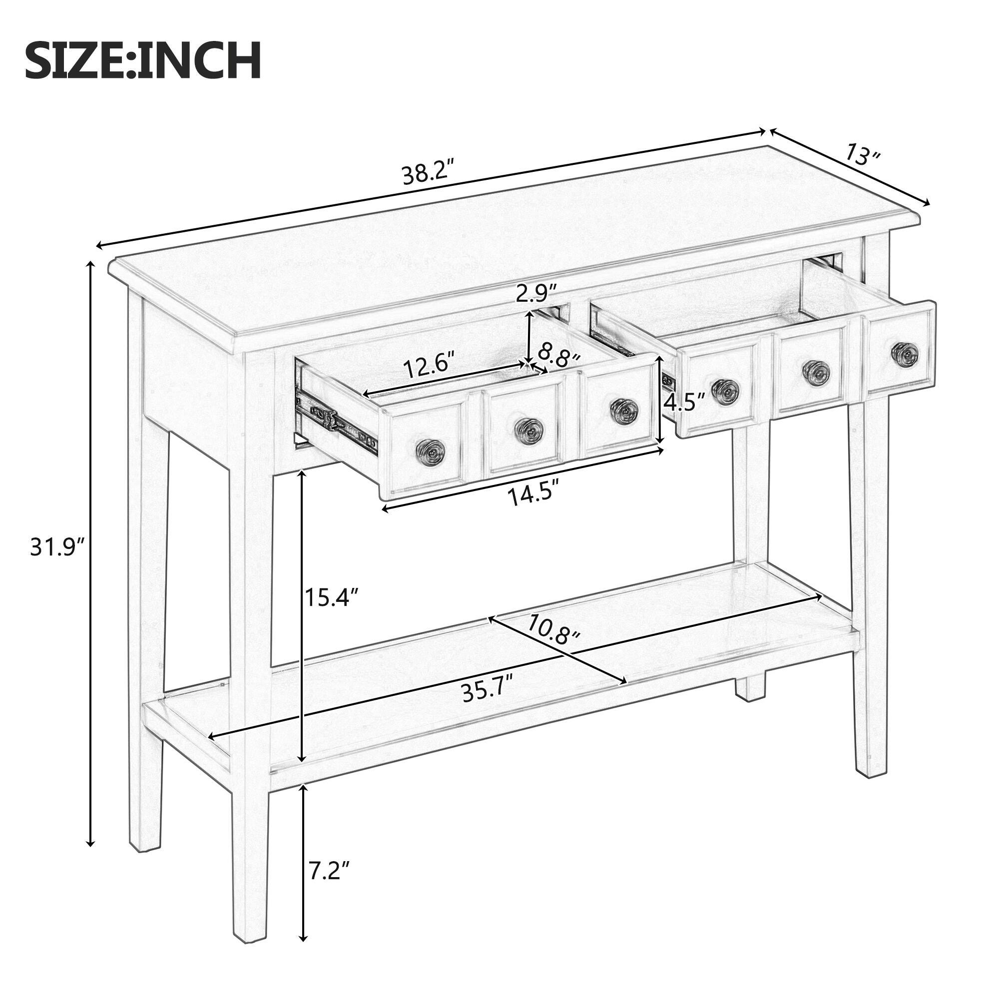 Dovelina Trecy Console Table with Open Shelf, Blue, large