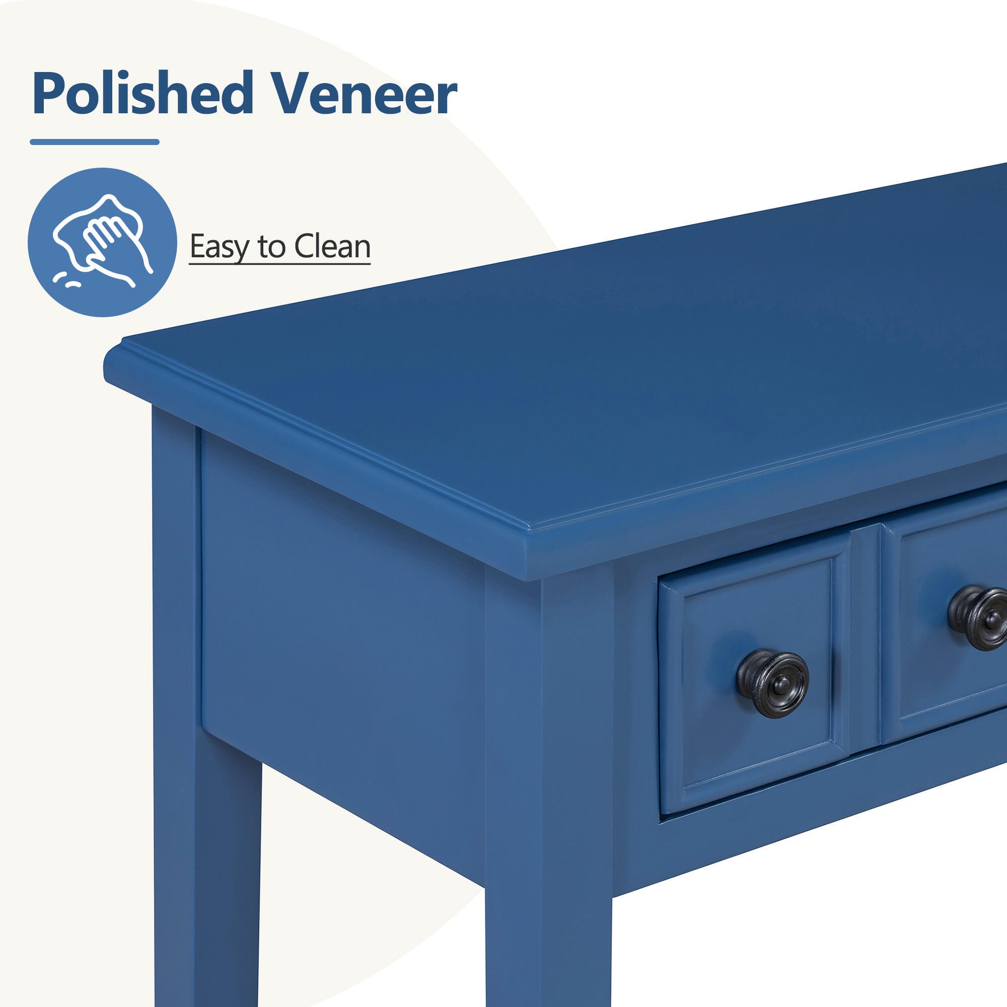 Dovelina Trecy Console Table with Open Shelf, Blue, large