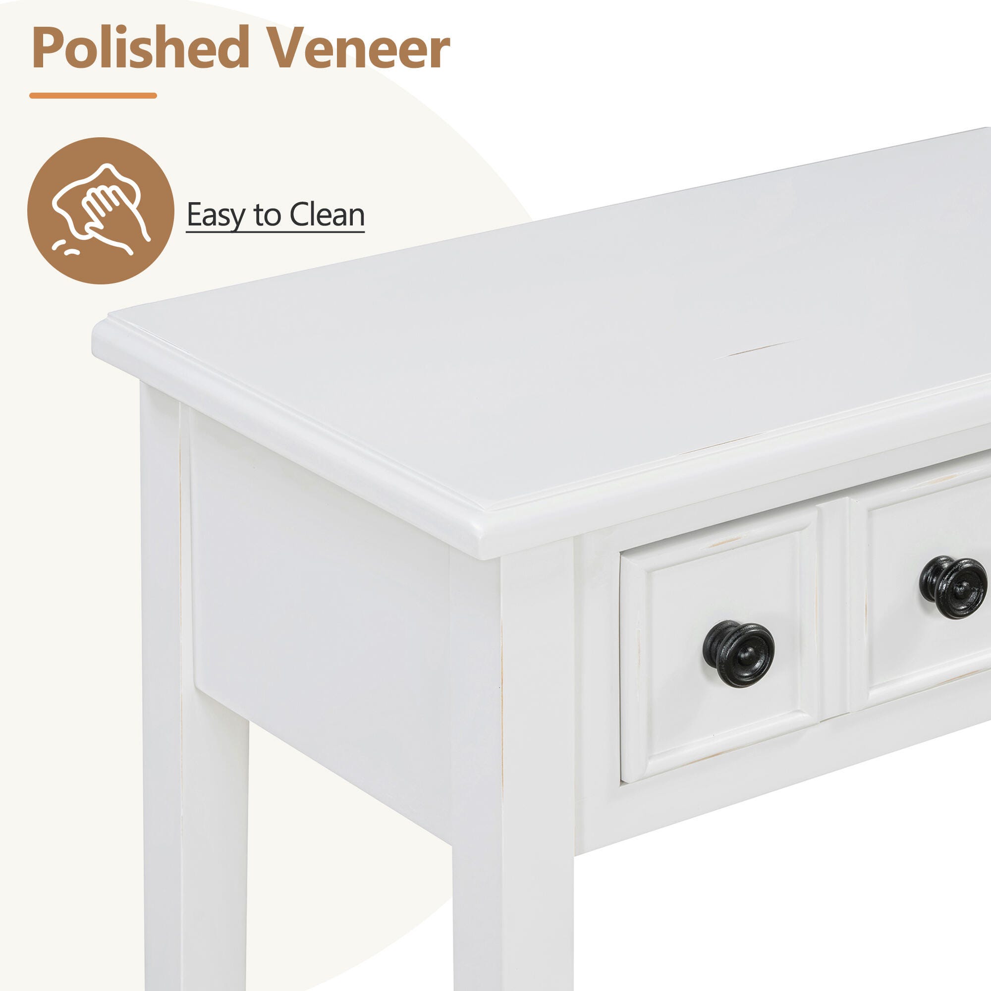 Dovelina Trecy Console Table with Open Shelf, White, large