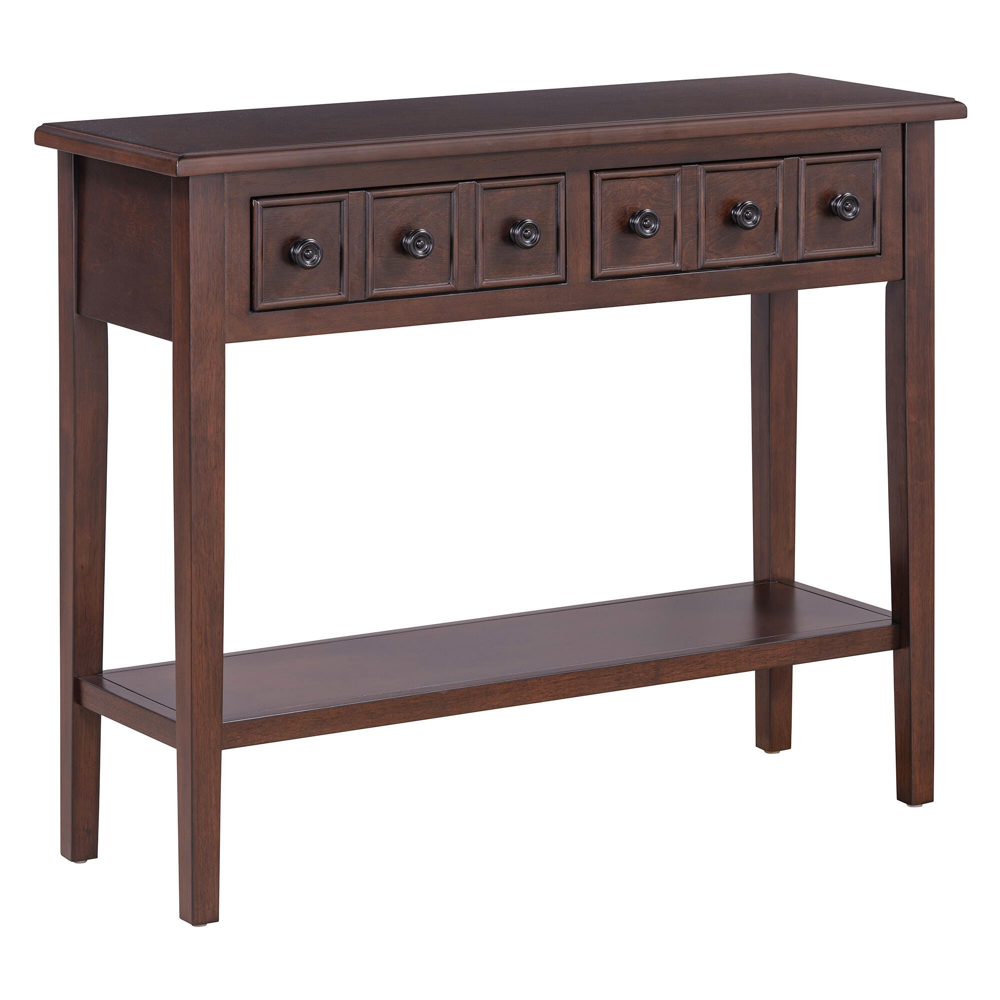 Dovelina Trecy Console Table with Open Shelf, Brown, large