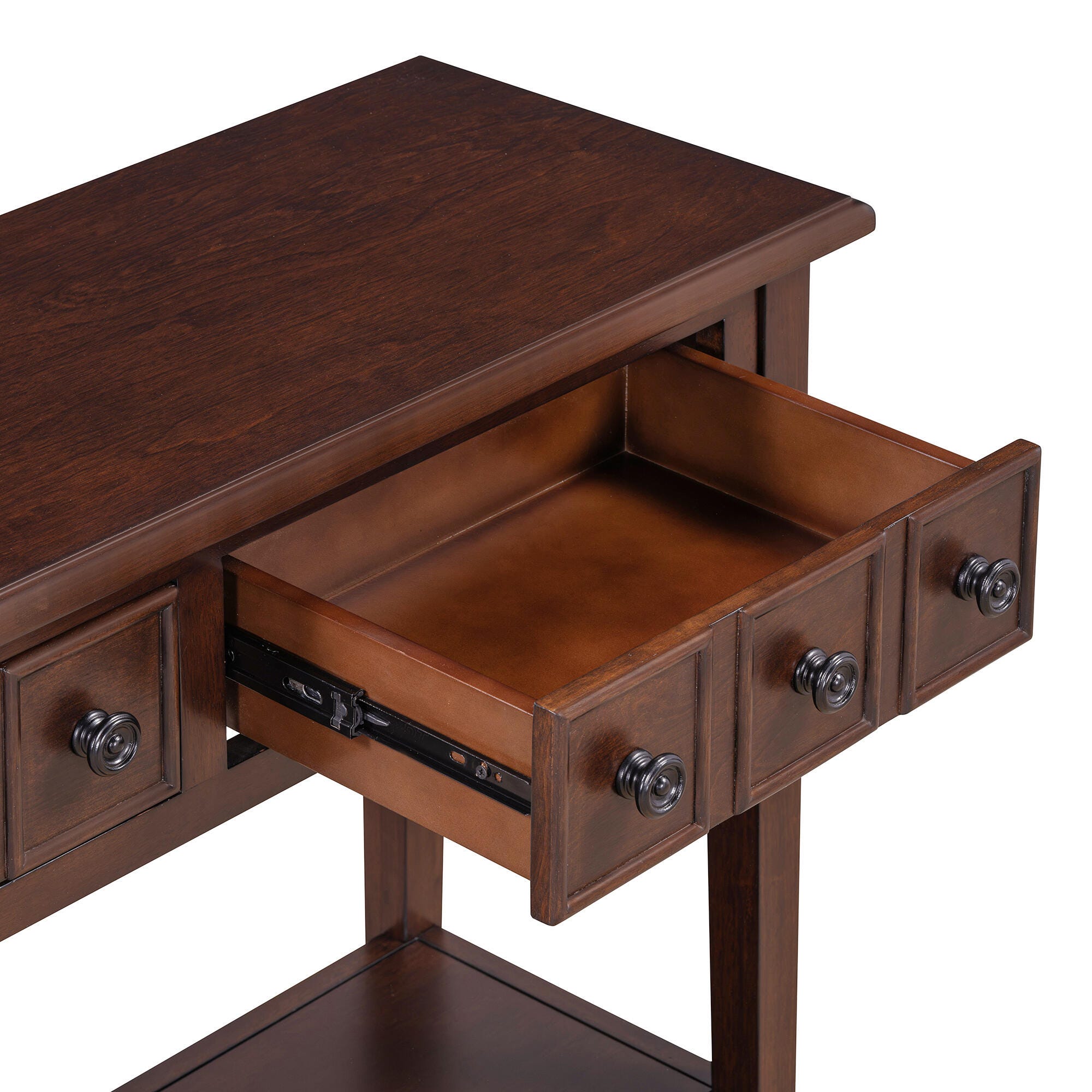 Dovelina Trecy Console Table with Open Shelf, Brown, large