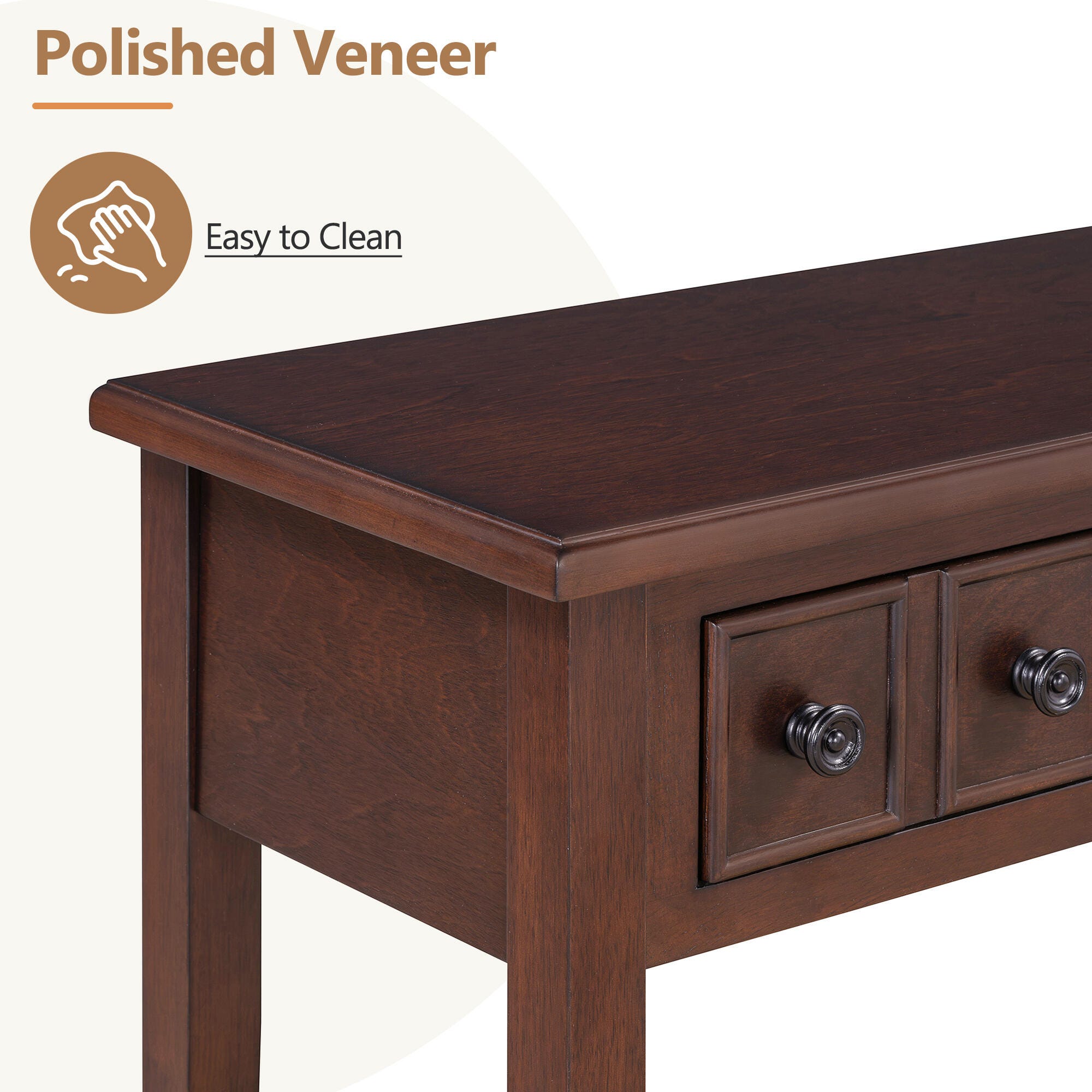 Dovelina Trecy Console Table with Open Shelf, Brown, large