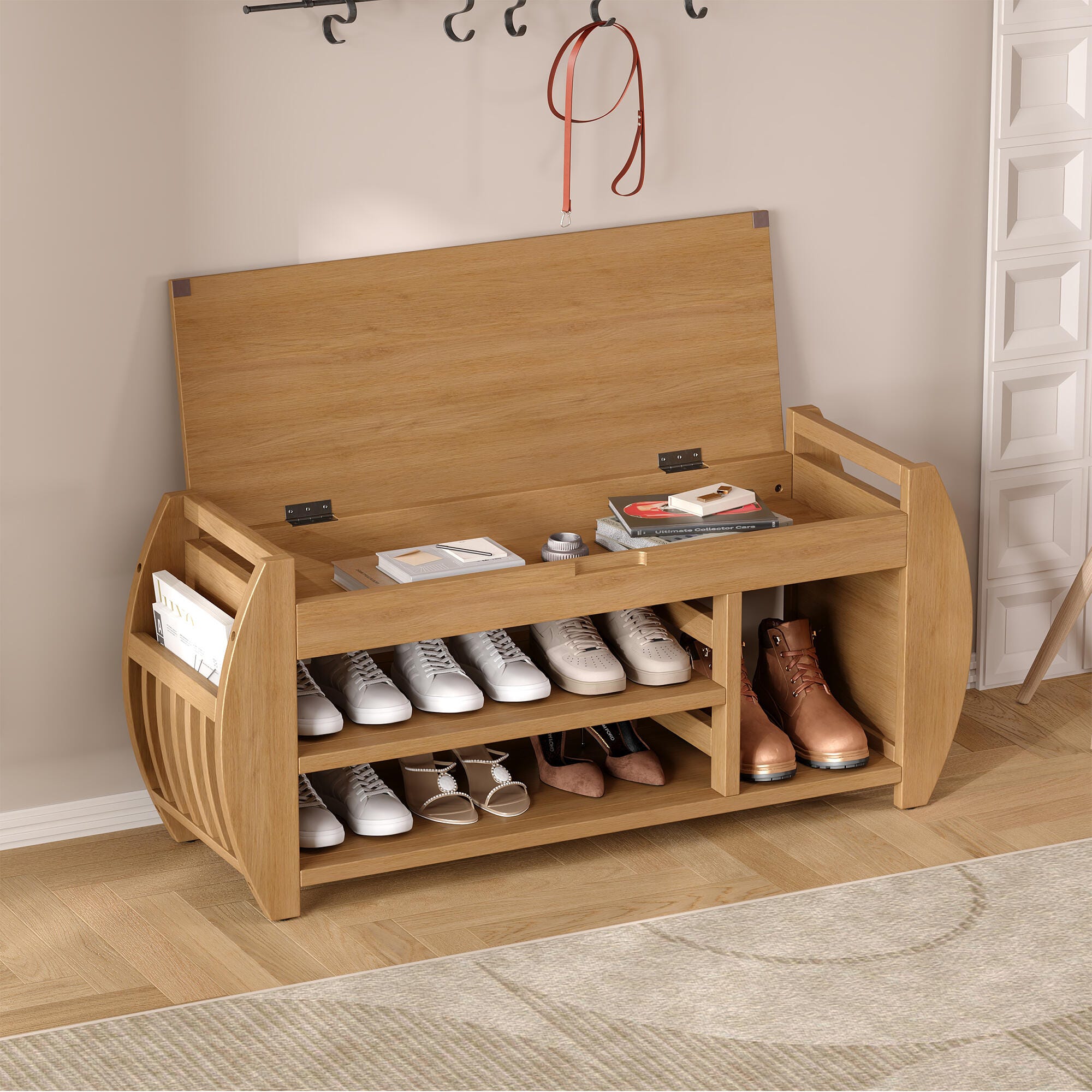 Dovelina Tresy Storage Bench Ottoman, Natural, large