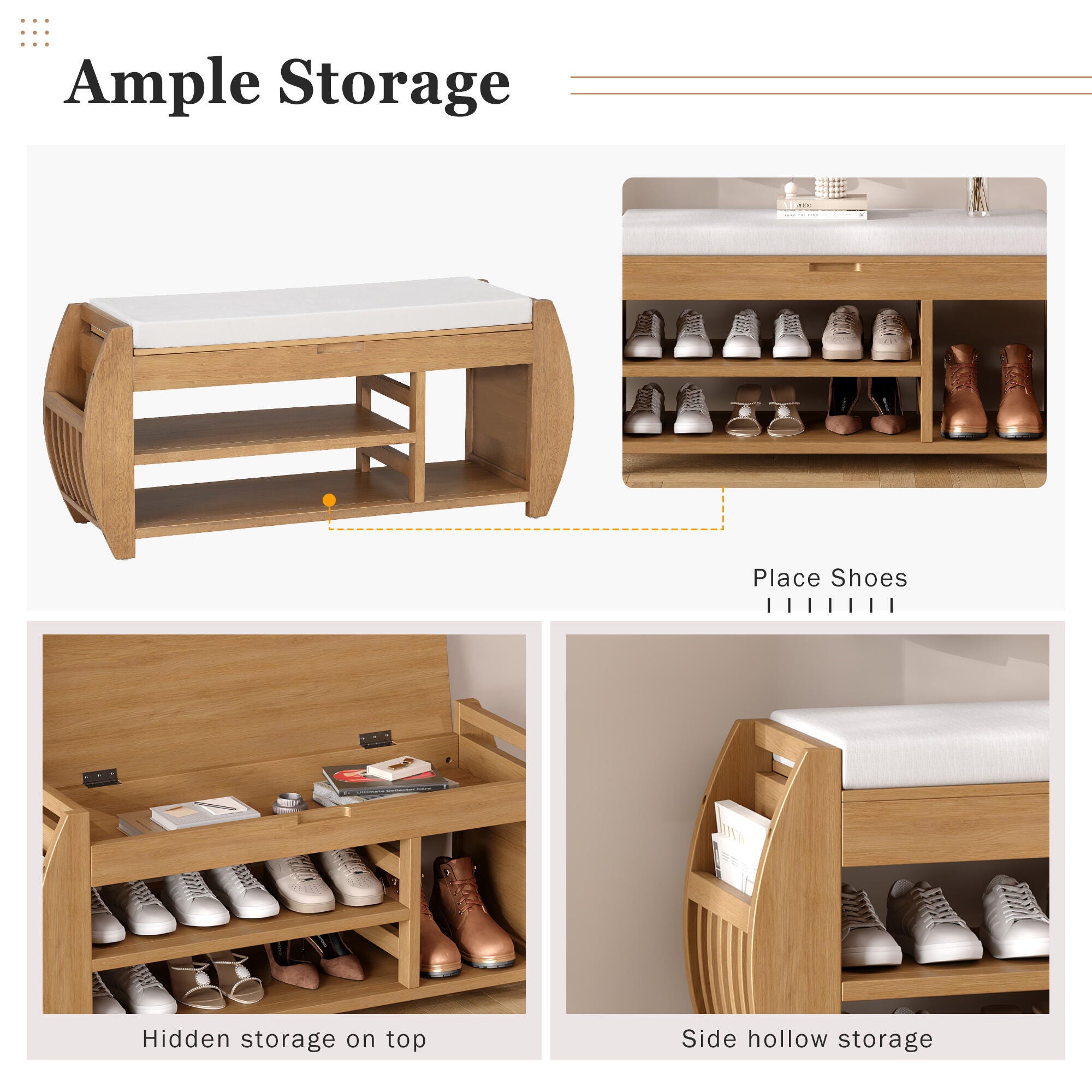 Dovelina Tresy Storage Bench Ottoman, Natural, large
